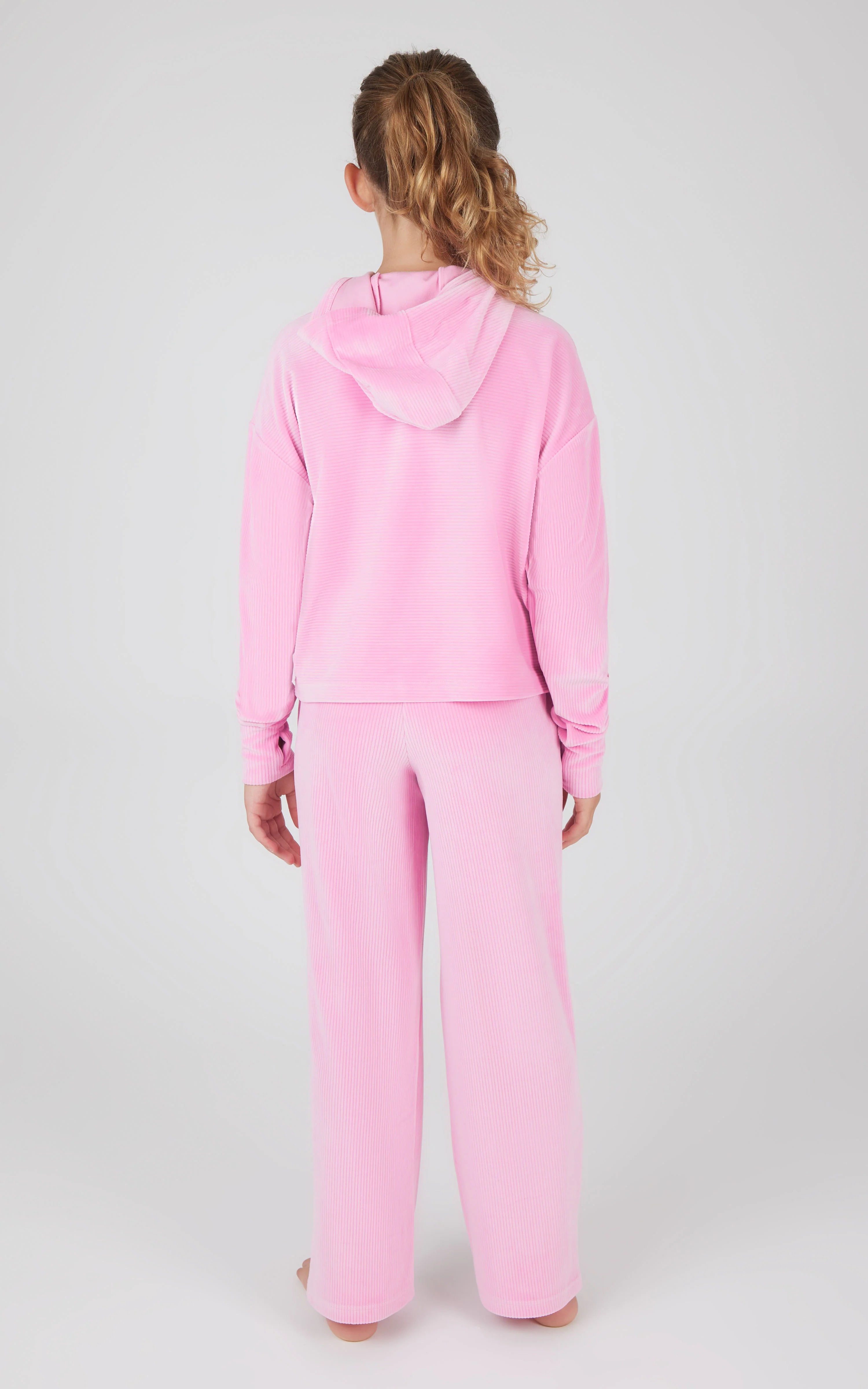 Girls 2 PC Ribbed Velour Hoodie and Straight Leg Pant - Image 10