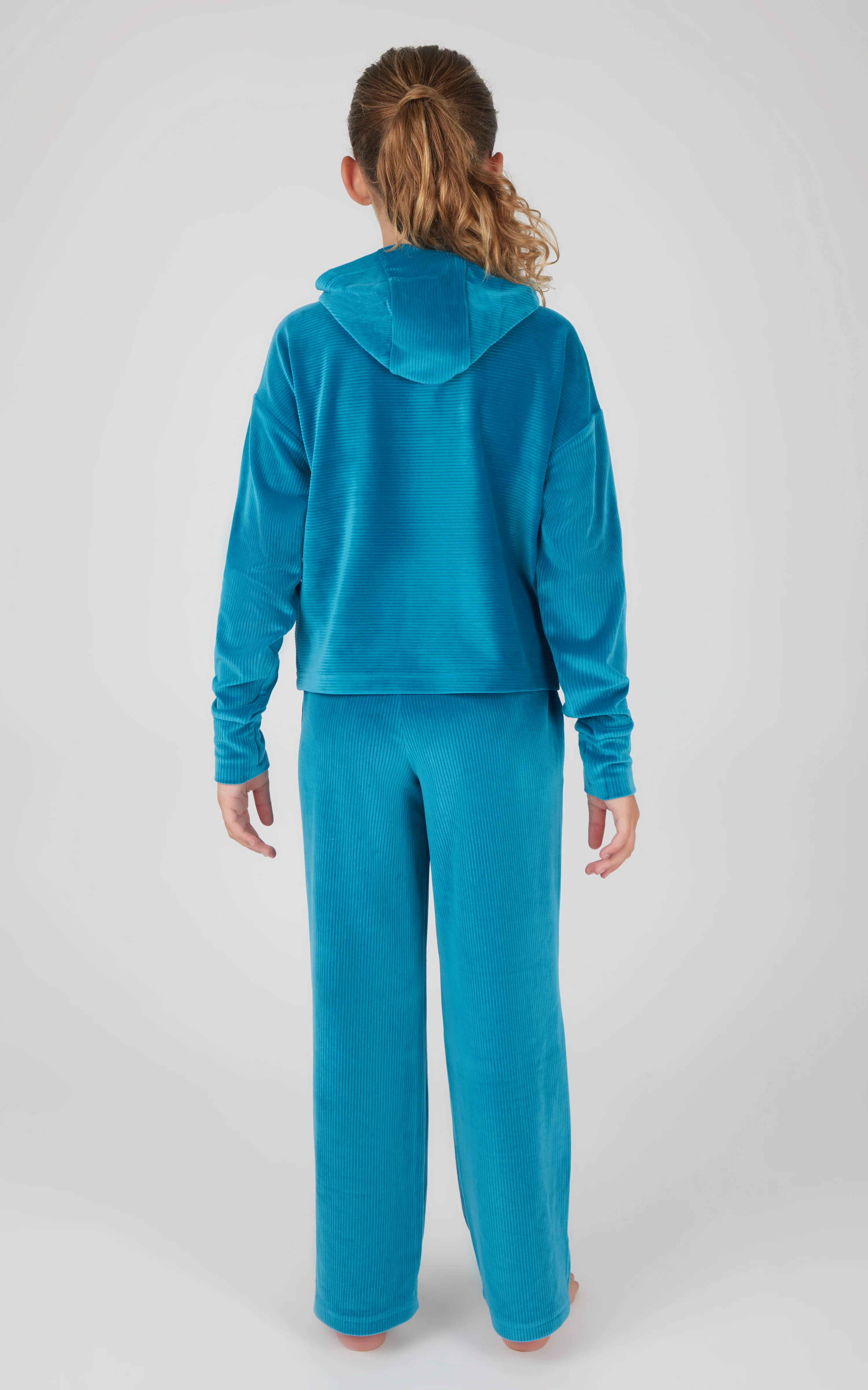 Girls 2 PC Ribbed Velour Hoodie and Straight Leg Pant - Image 5