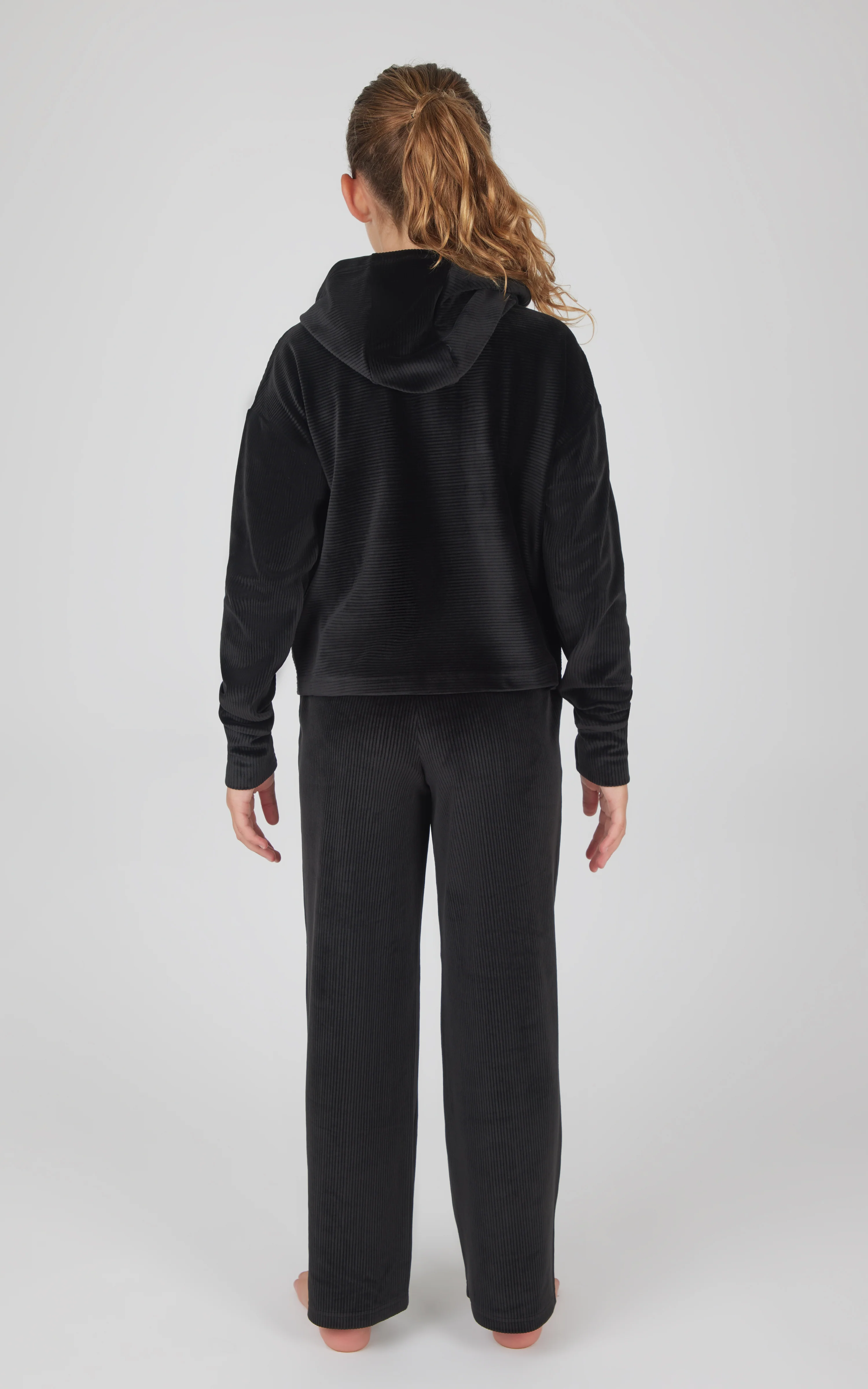 Girls 2 PC Ribbed Velour Hoodie and Straight Leg Pant - Image 7