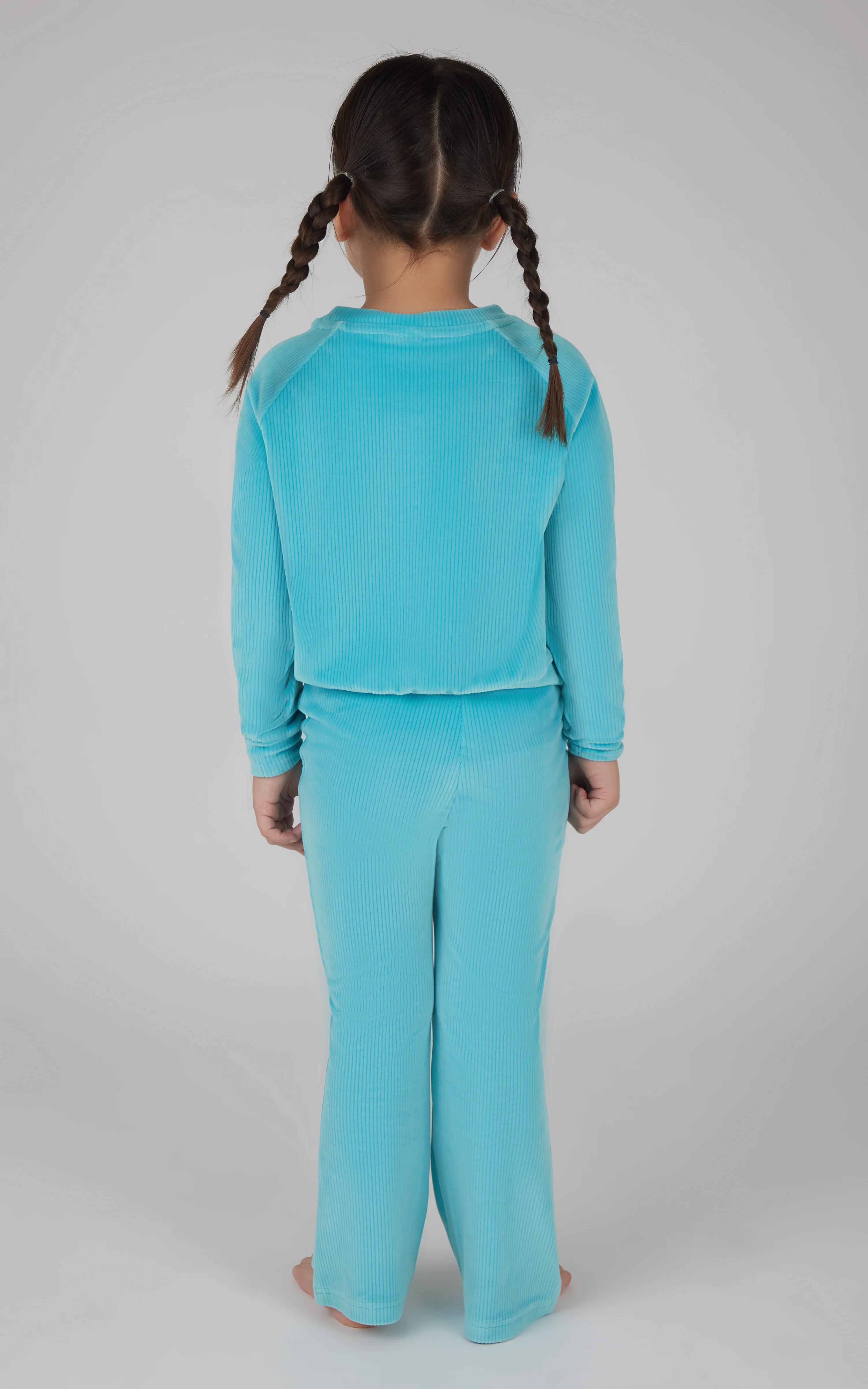 Little Girls 2 PC Ribbed Velour Top and Flare Leg Pant - Image 3