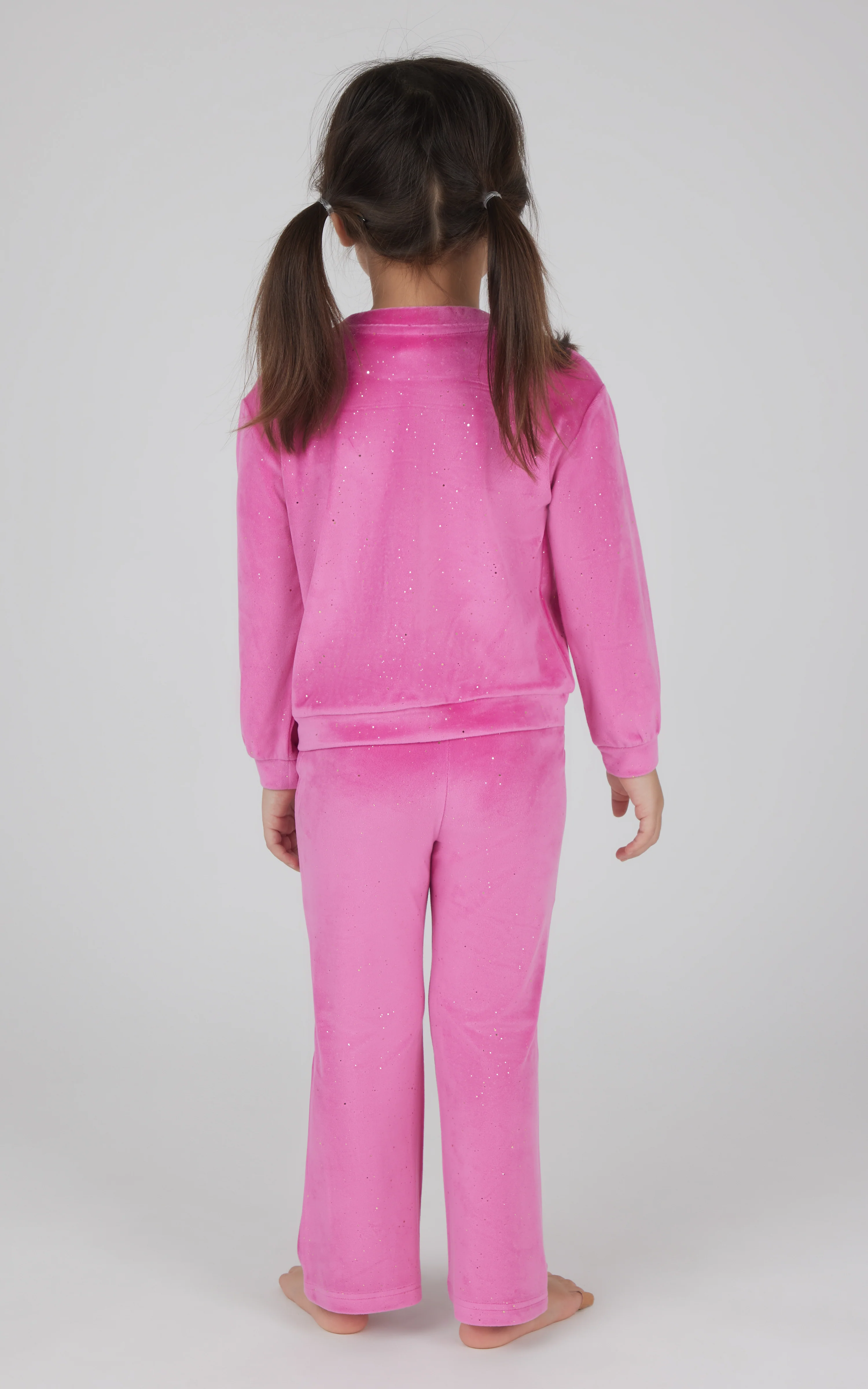 Toddler 2 PC Speckled Velour Crew Neck Top and Flared Leg Pant - Image 3