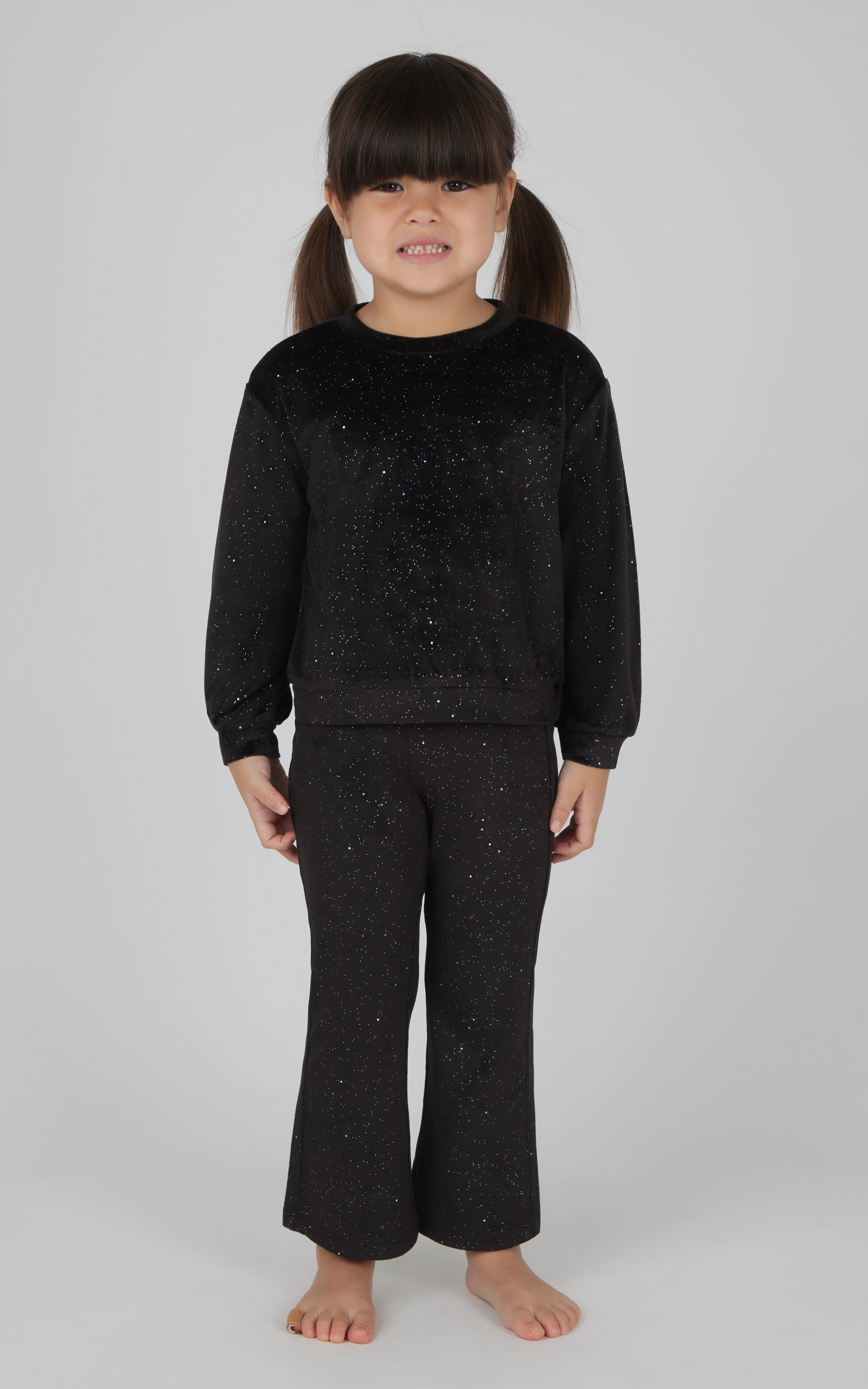Toddler 2 PC Speckled Velour Crew Neck Top and Flared Leg Pant - Image 4