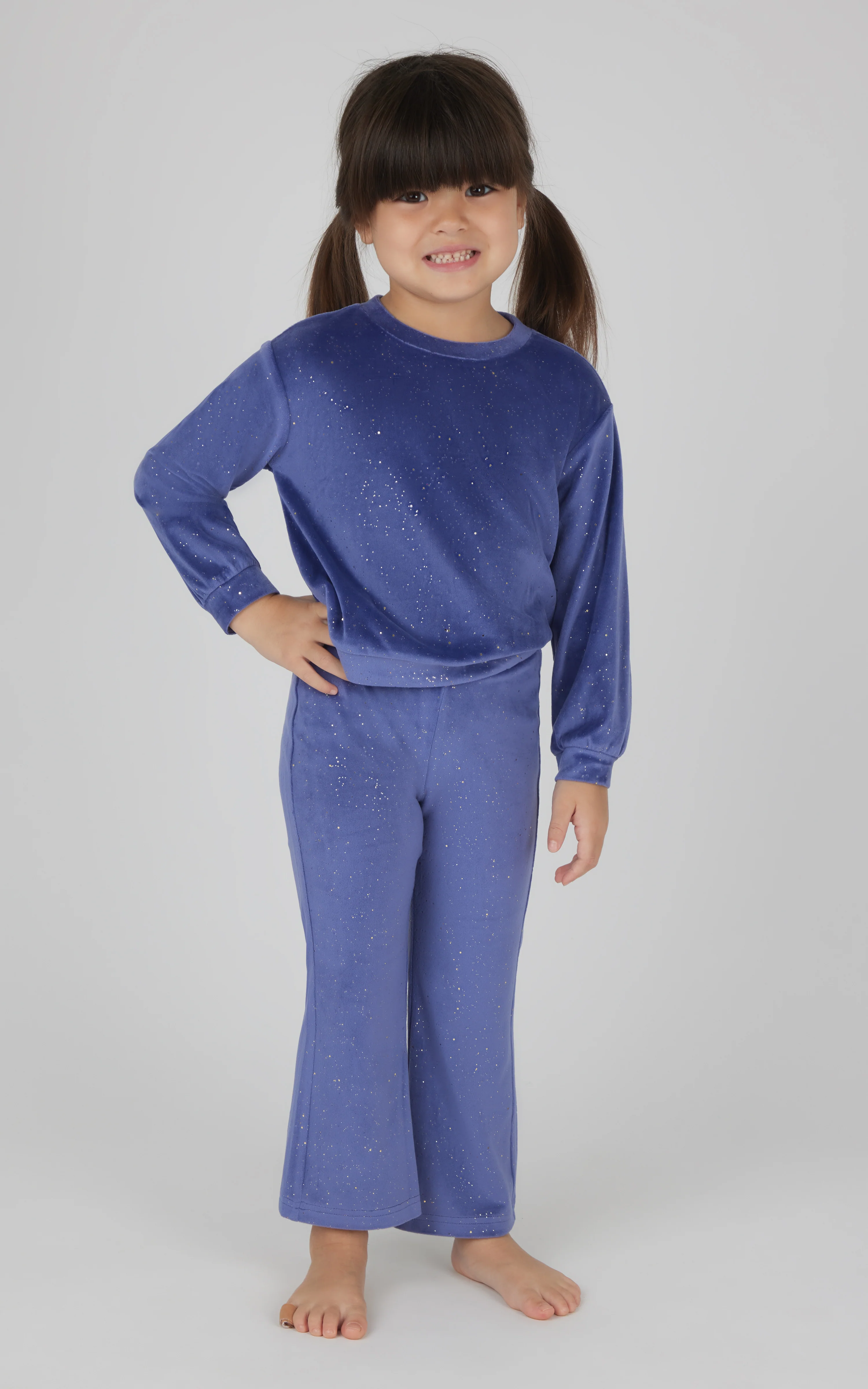 Toddler 2 PC Speckled Velour Crew Neck Top and Flared Leg Pant - Image 7