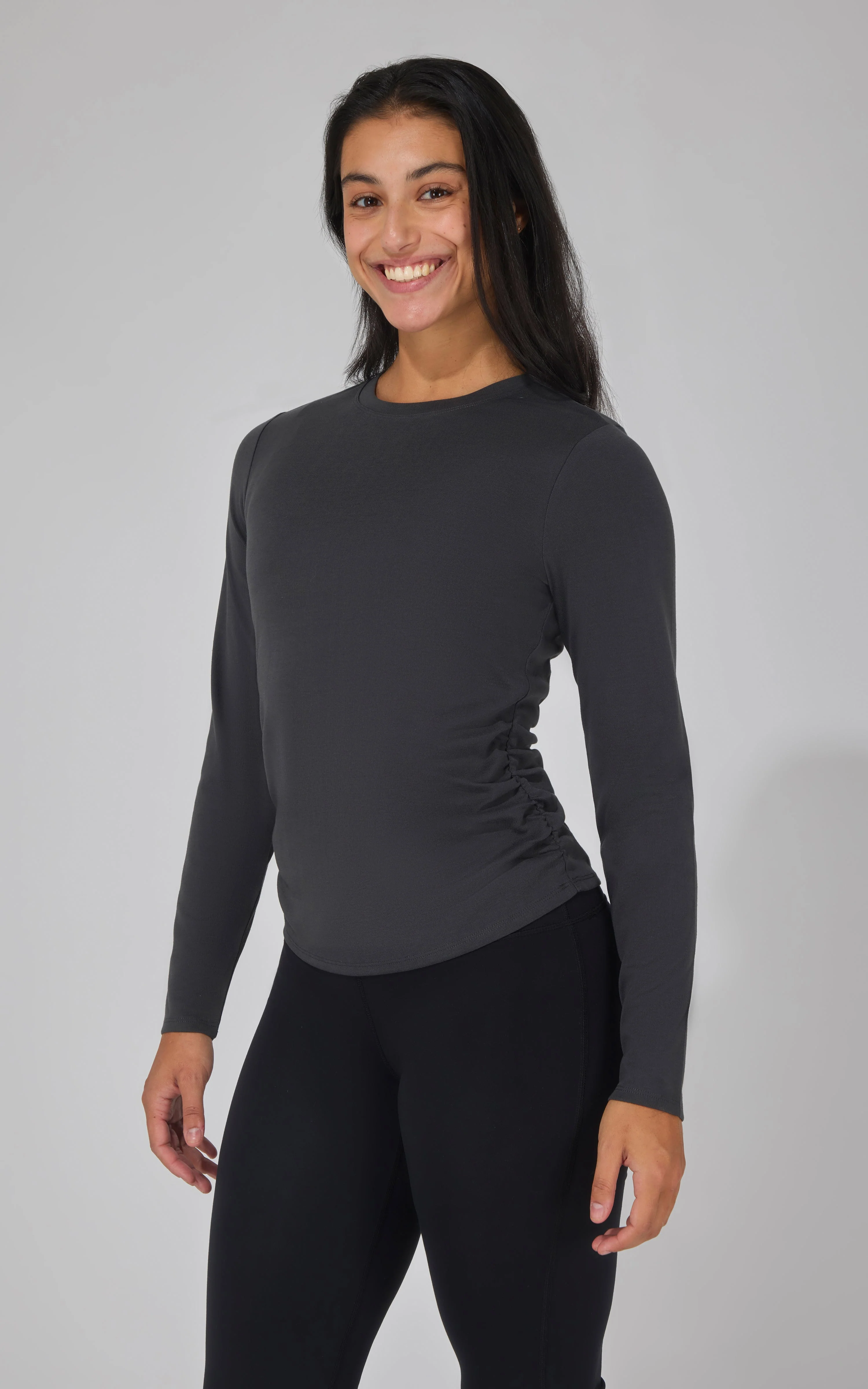 2 PK Side Ruched Long Sleeve Top - Image 20