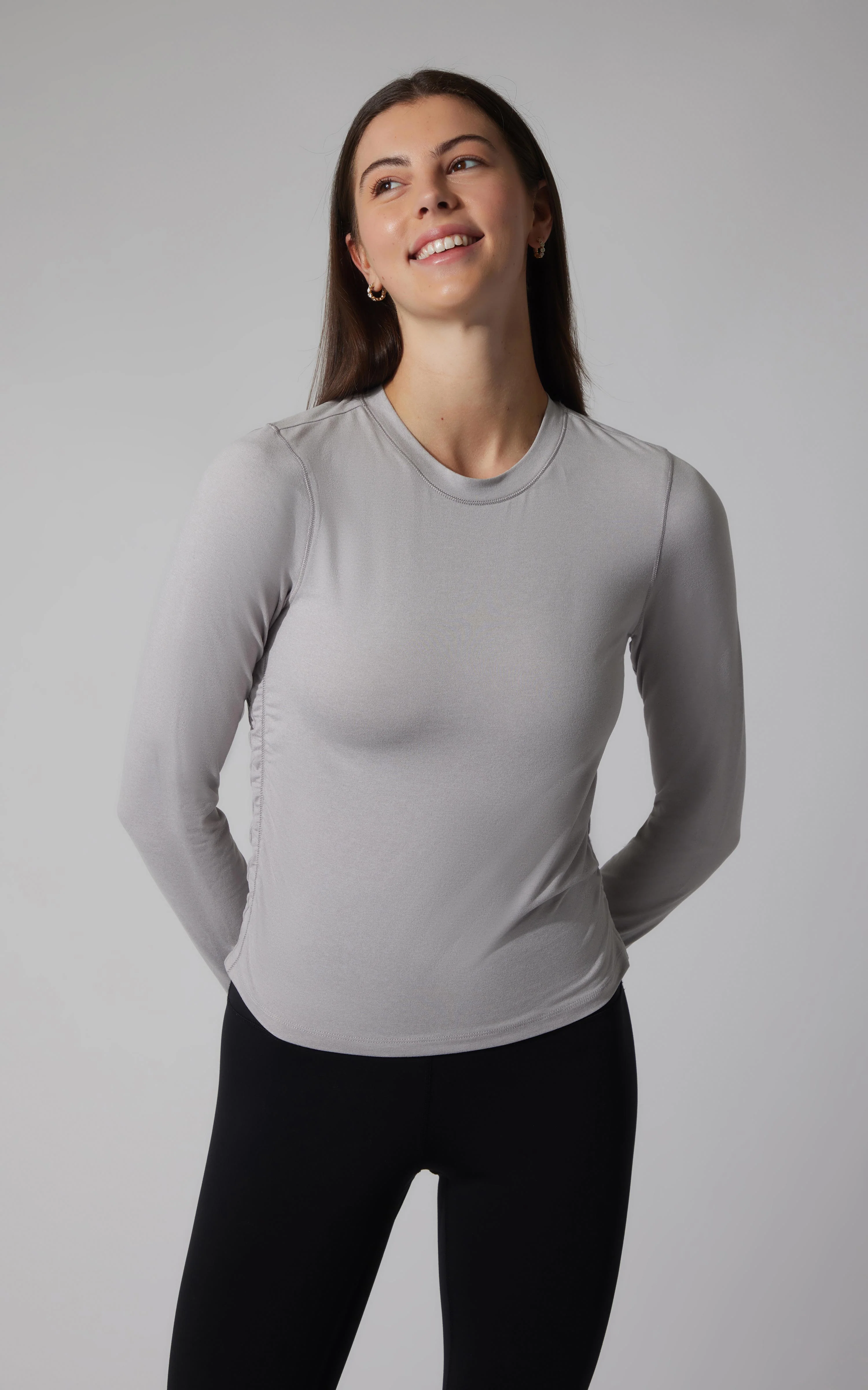 2 PK Cationic Jersey Crew Neck Top with Side Ruching and Everyday Crew Neck Top - Image 14