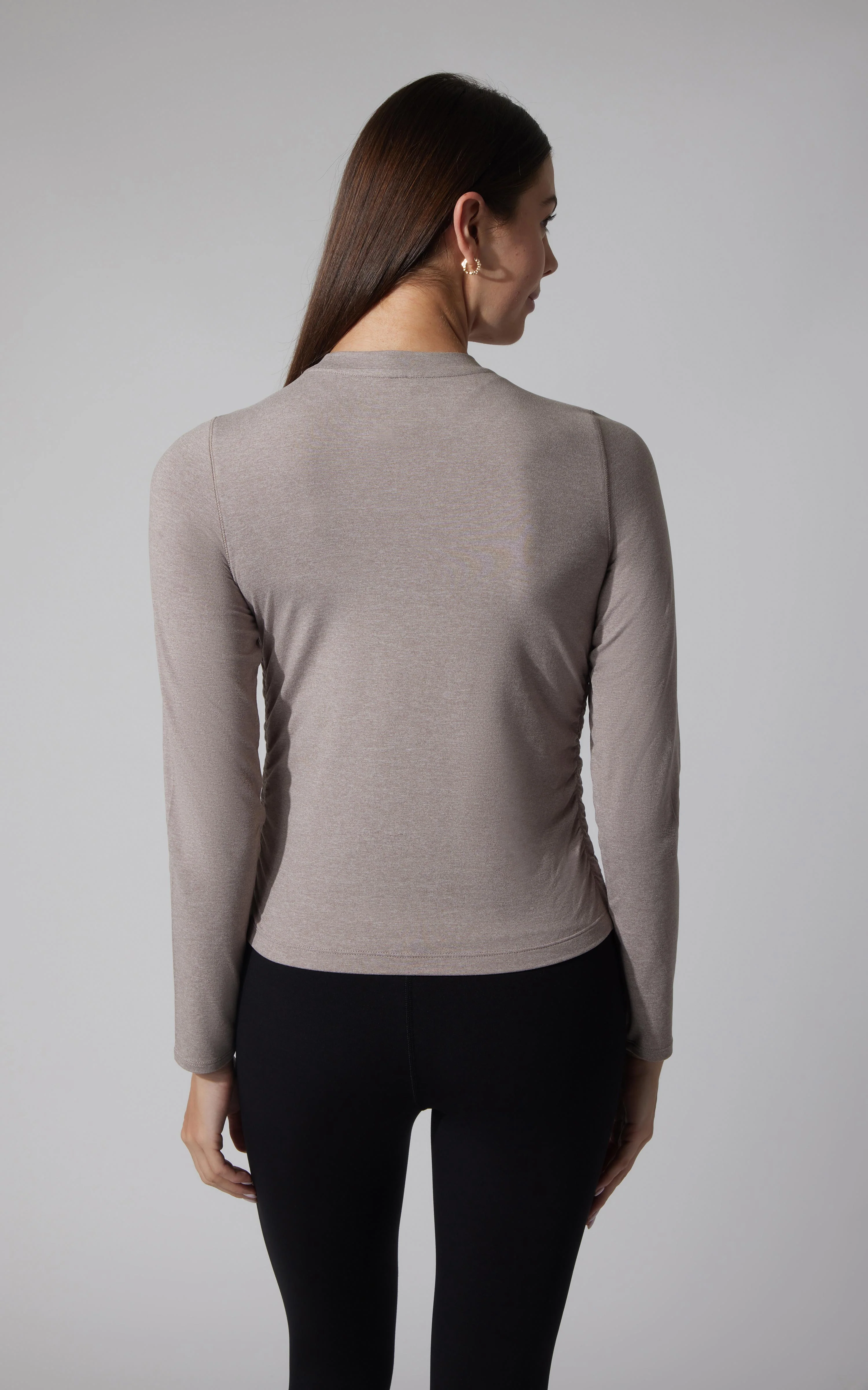 2 PK Cationic Jersey Crew Neck Top with Side Ruching and Everyday Crew Neck Top - Image 9