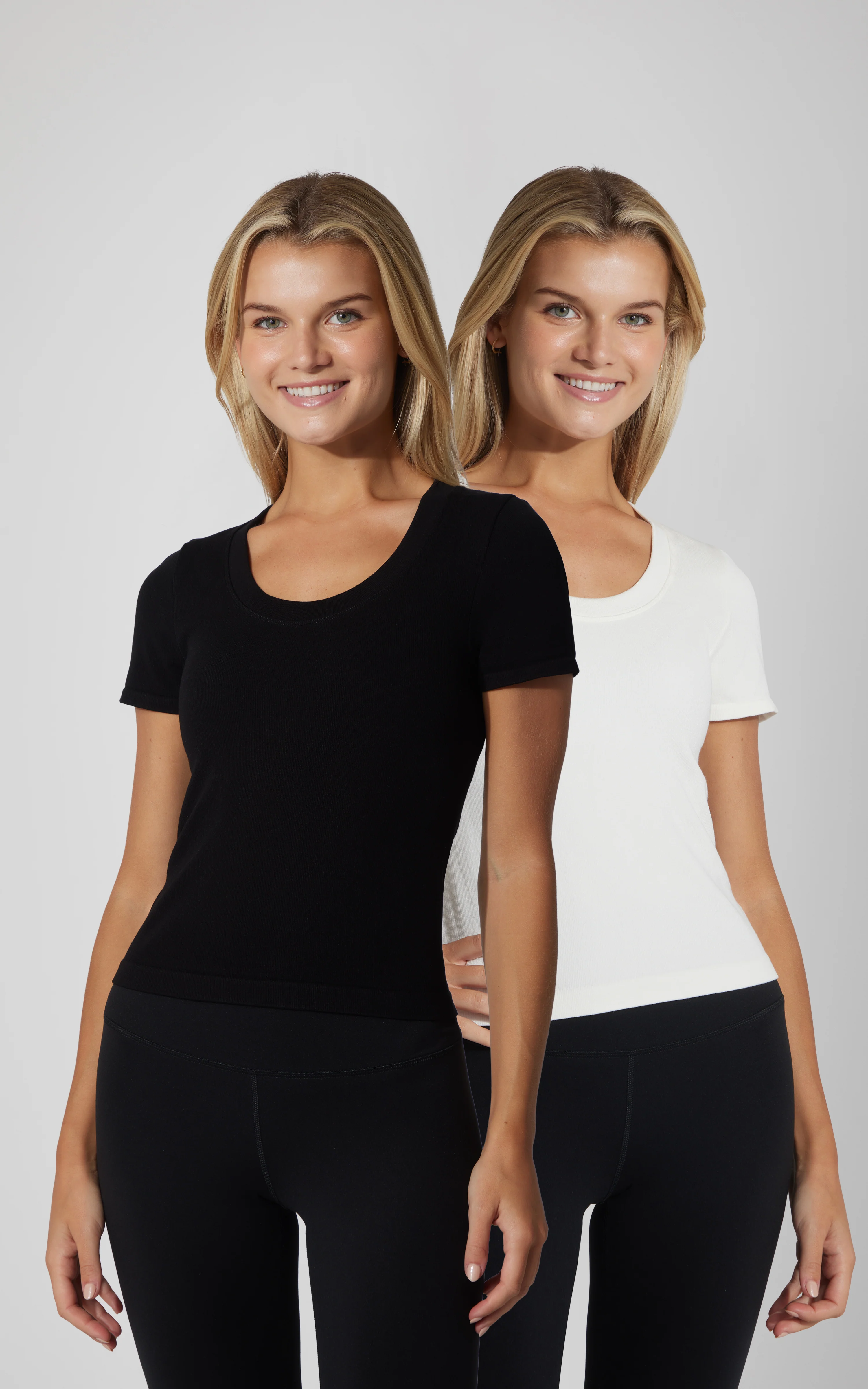 2 PK Seamless Ribbed Scoop Neck Short Sleeve Tee - Image 6