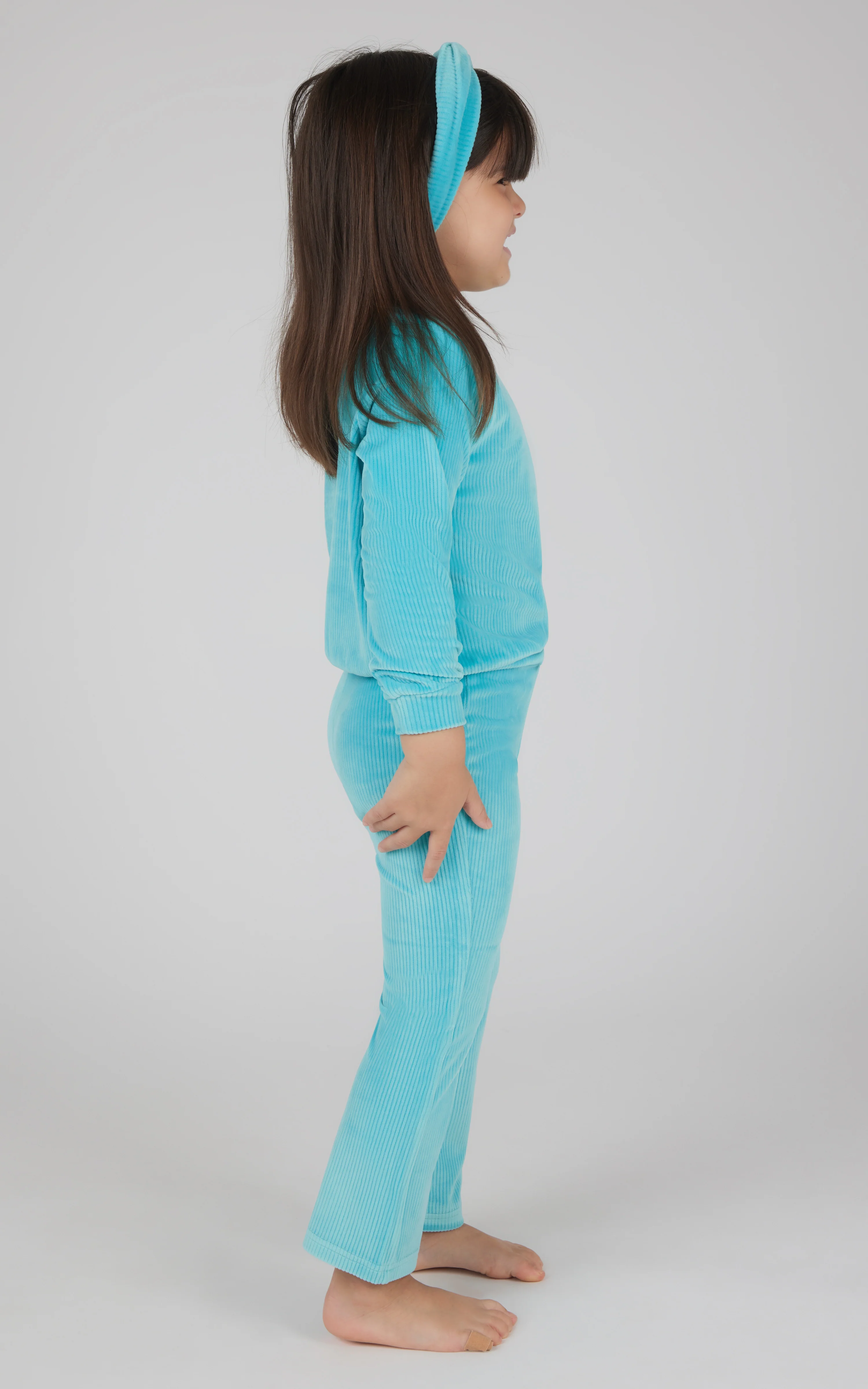Toddler 3 PC Ribbed Top + Flared Leg Pant + Headband Set - Image 5