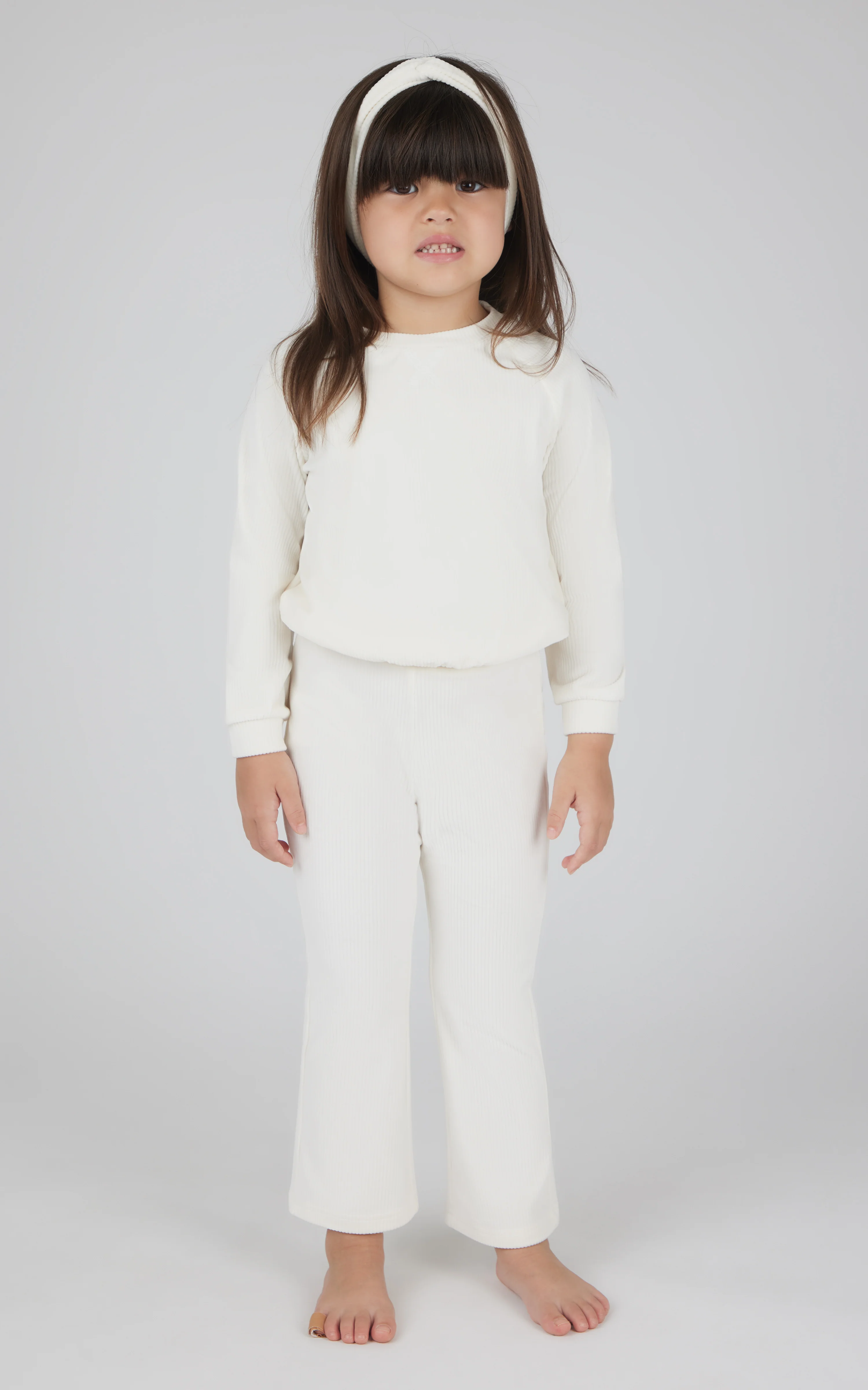 Toddler 3 PC Ribbed Top + Flared Leg Pant + Headband Set - Image 7