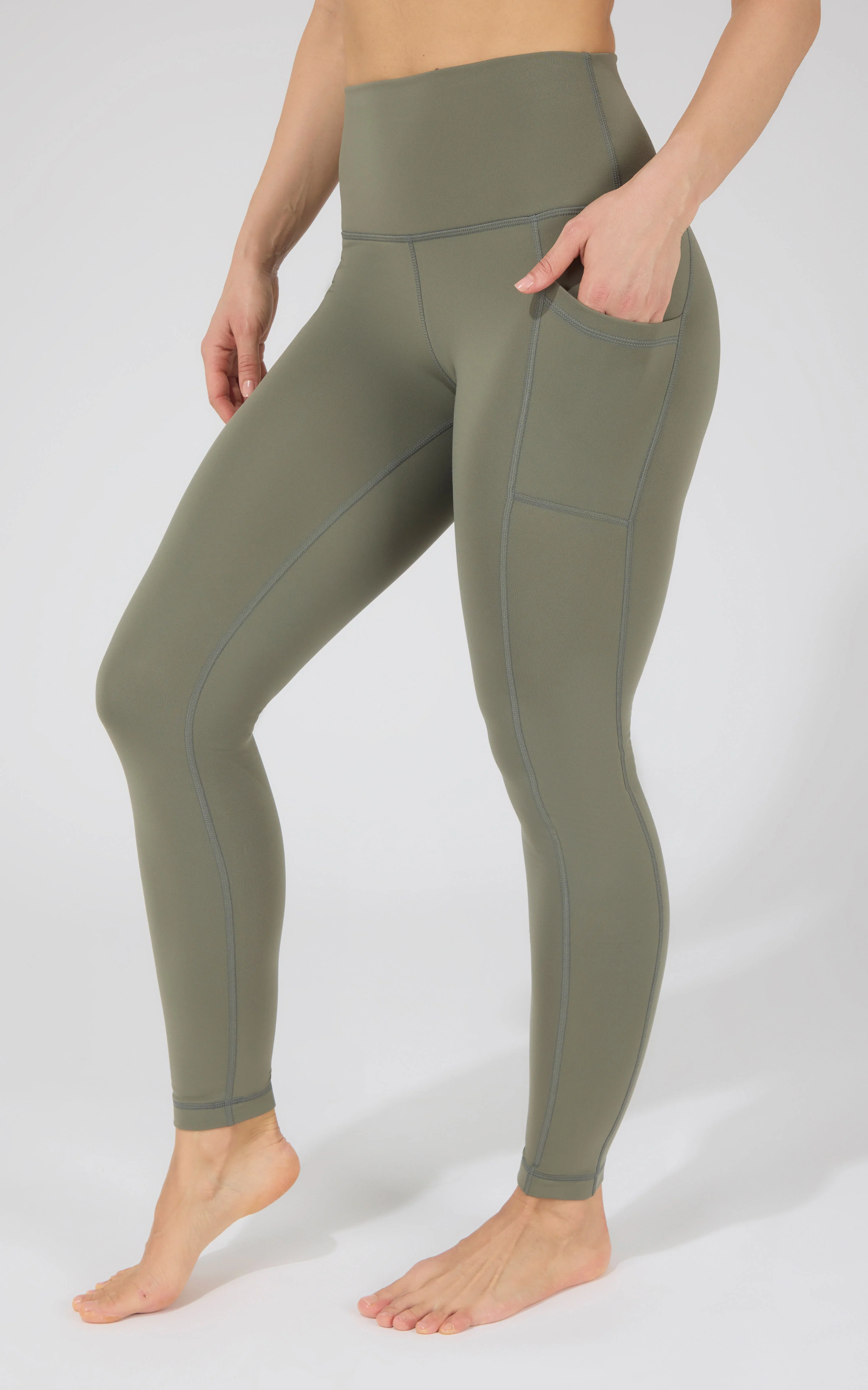 Cold Gear High Waist Fleece Lined Legging with Side Pockets - Image 50