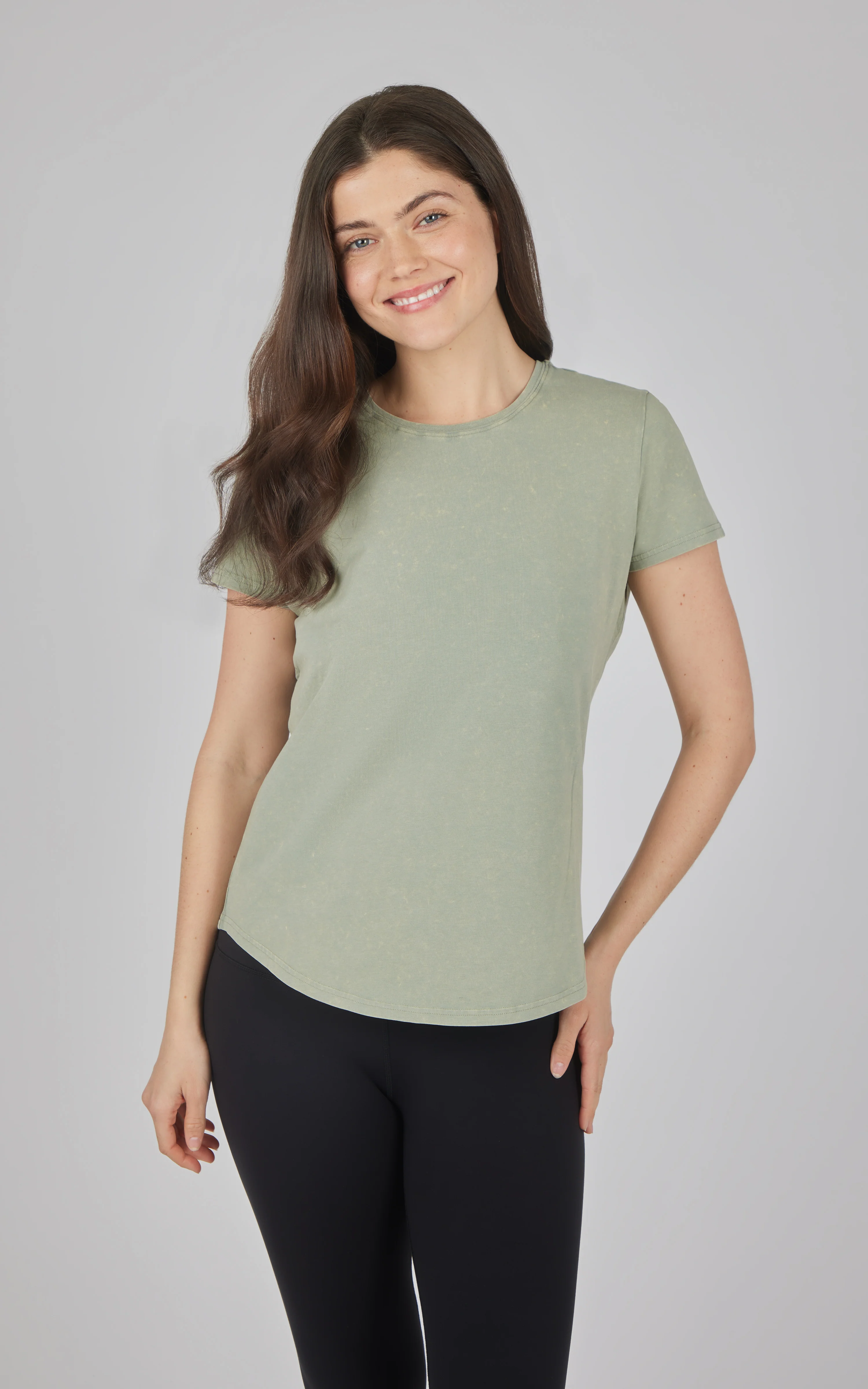 Cotton Jersey Brenna Acid Wash Crew Neck Tee