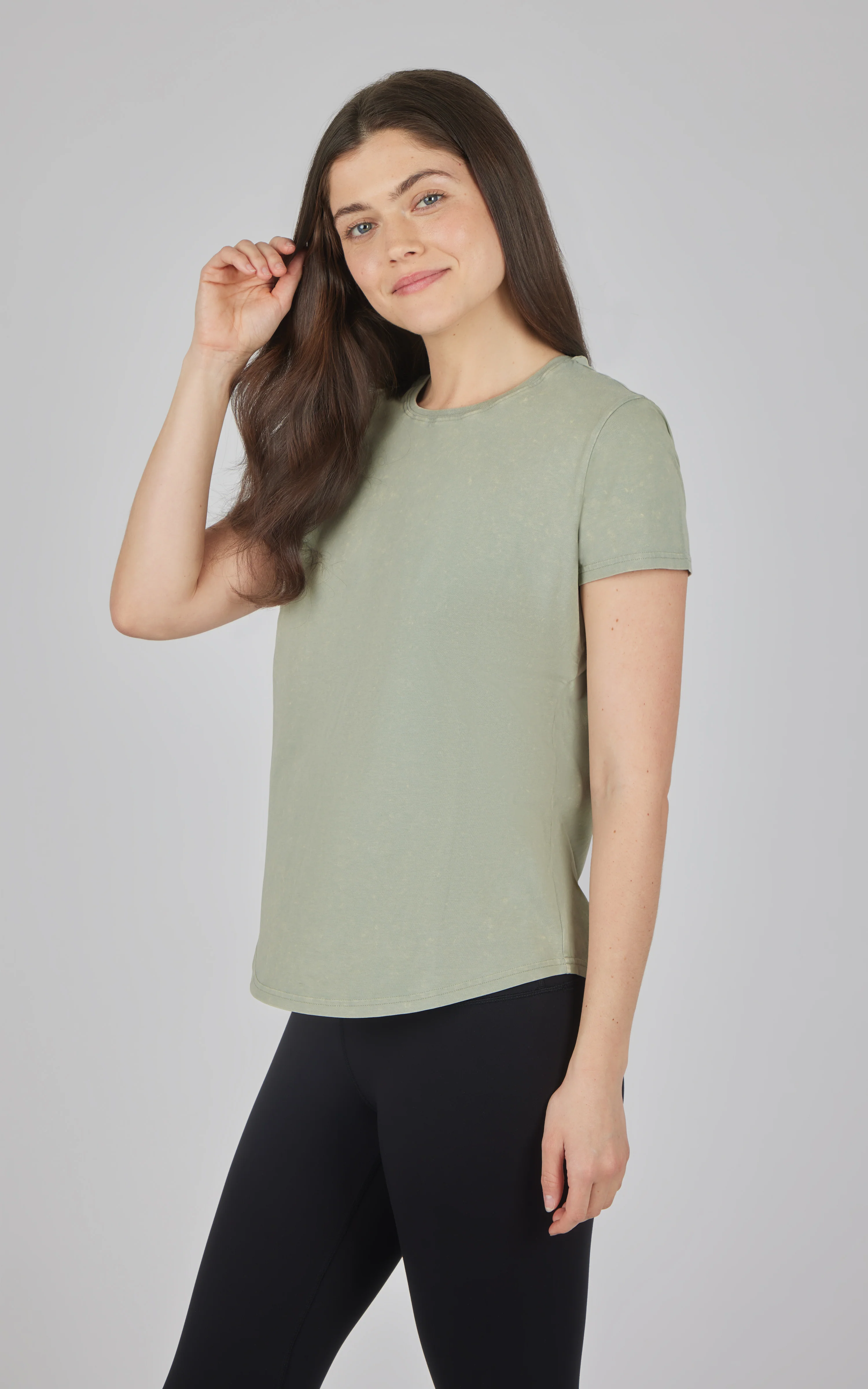 Cotton Jersey Brenna Acid Wash Crew Neck Tee - Image 3