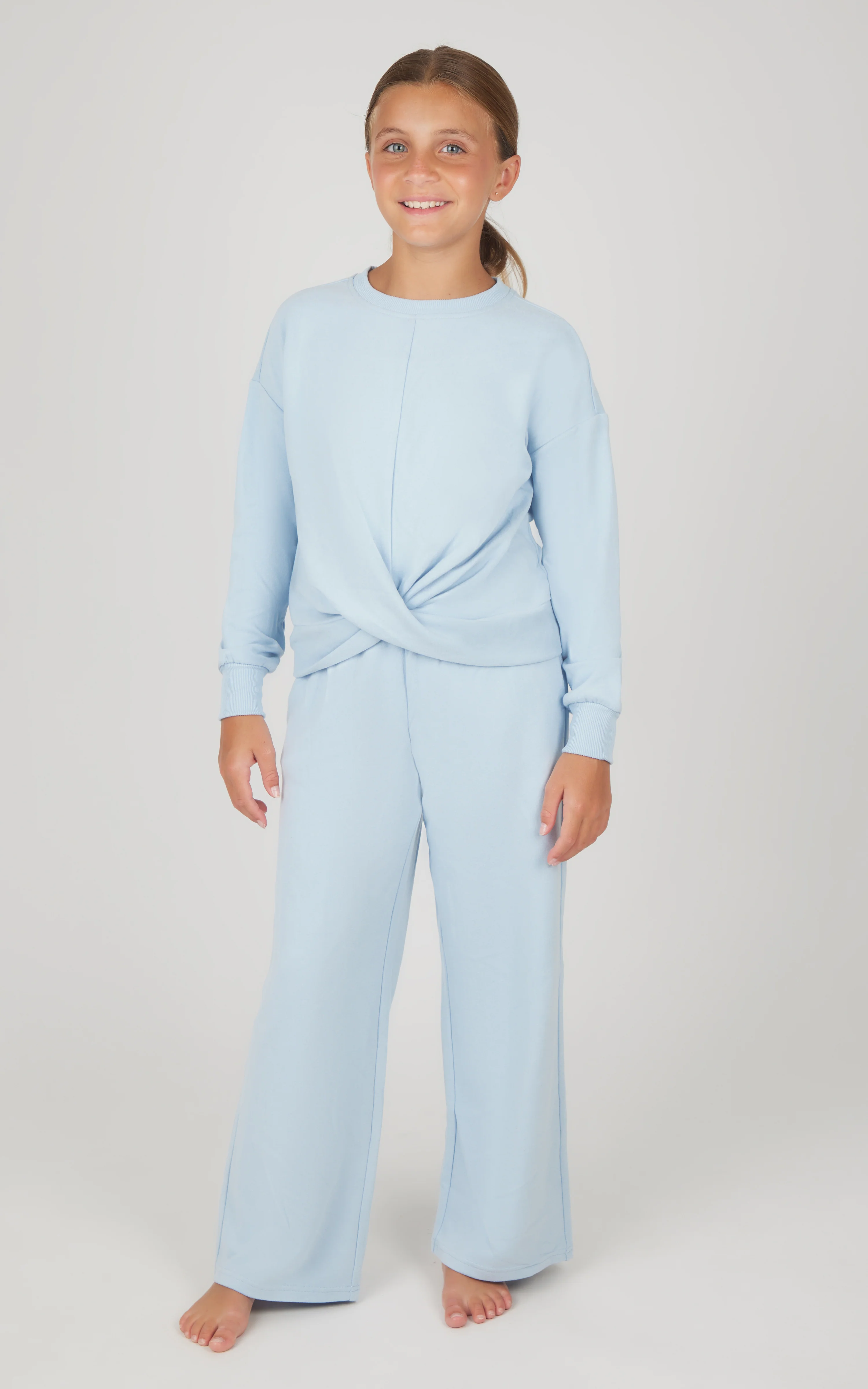 Girls 2 PC Melange Sweatshirt and Wide Leg Pant - Image 4