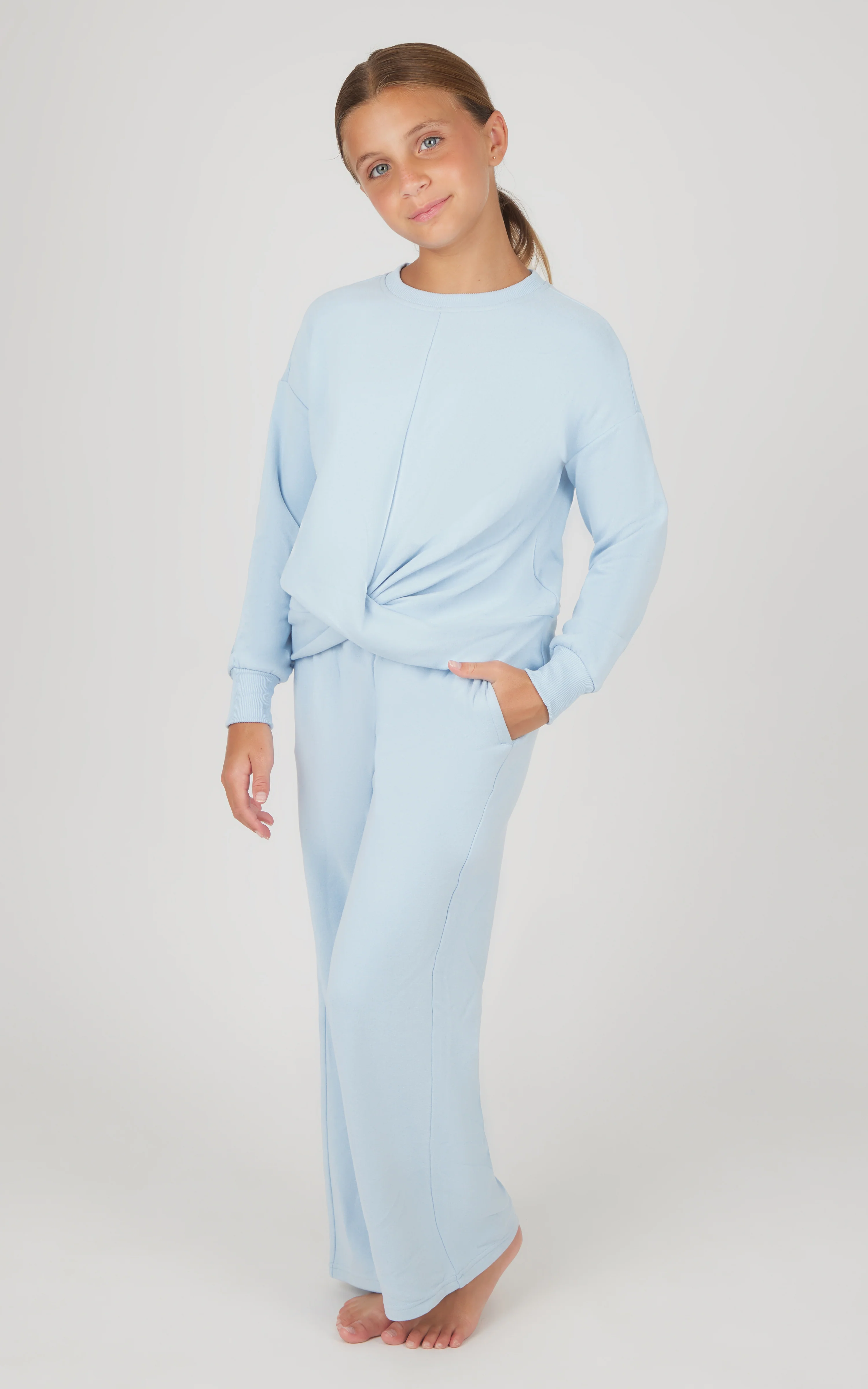 Girls 2 PC Melange Sweatshirt and Wide Leg Pant - Image 5