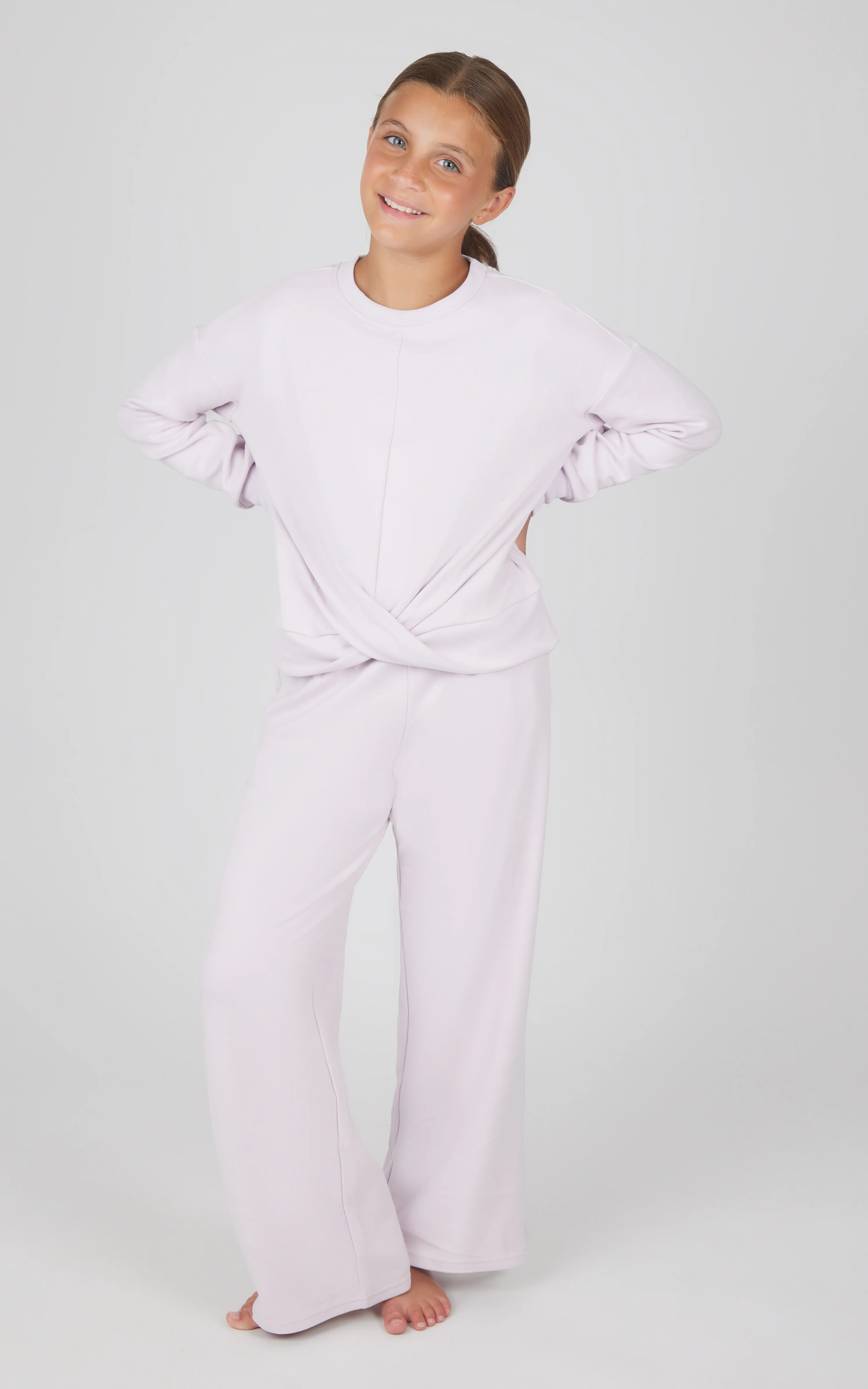 Girls 2 PC Melange Sweatshirt and Wide Leg Pant - Image 7