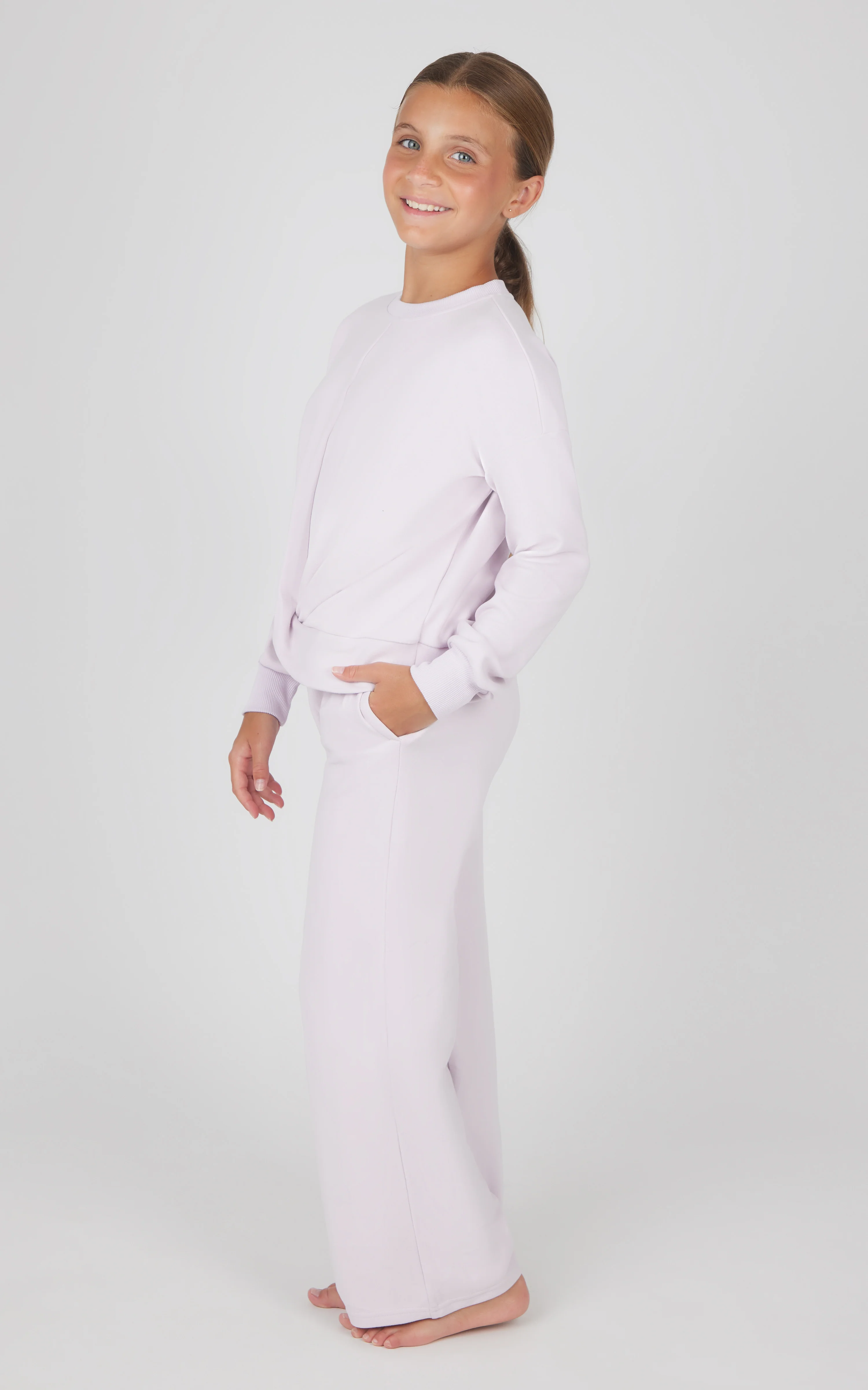 Girls 2 PC Melange Sweatshirt and Wide Leg Pant - Image 8