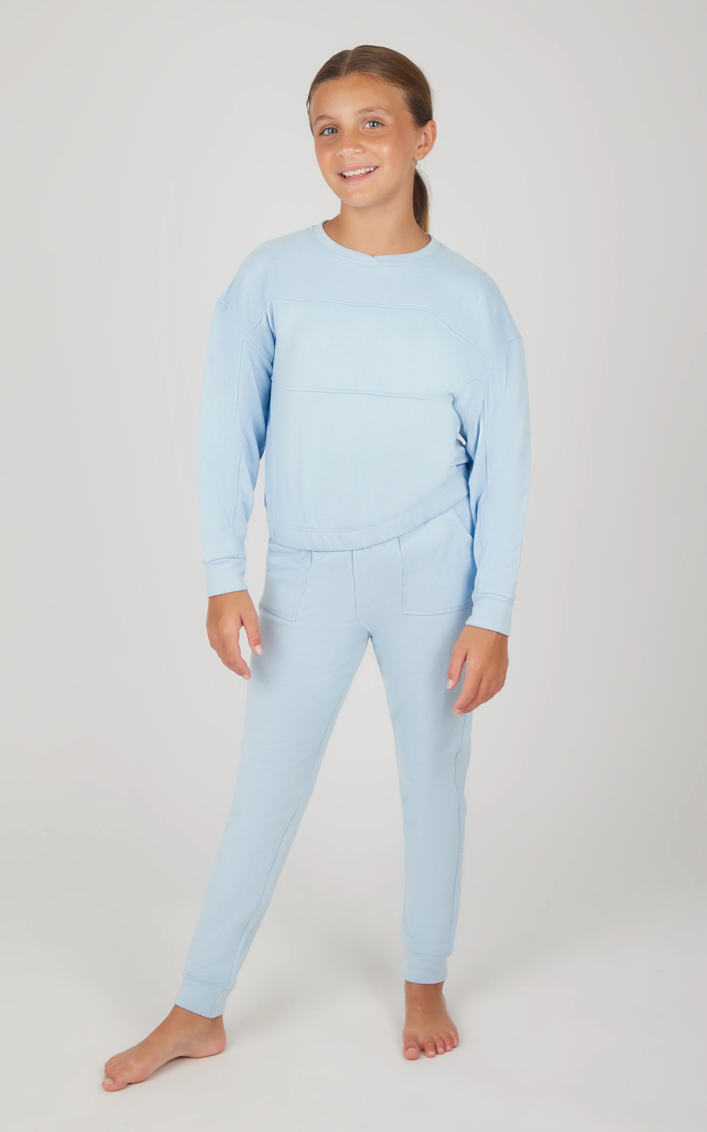 Girls 2 PC Melange Long Sleeve Top and Jogger Set - Image 10