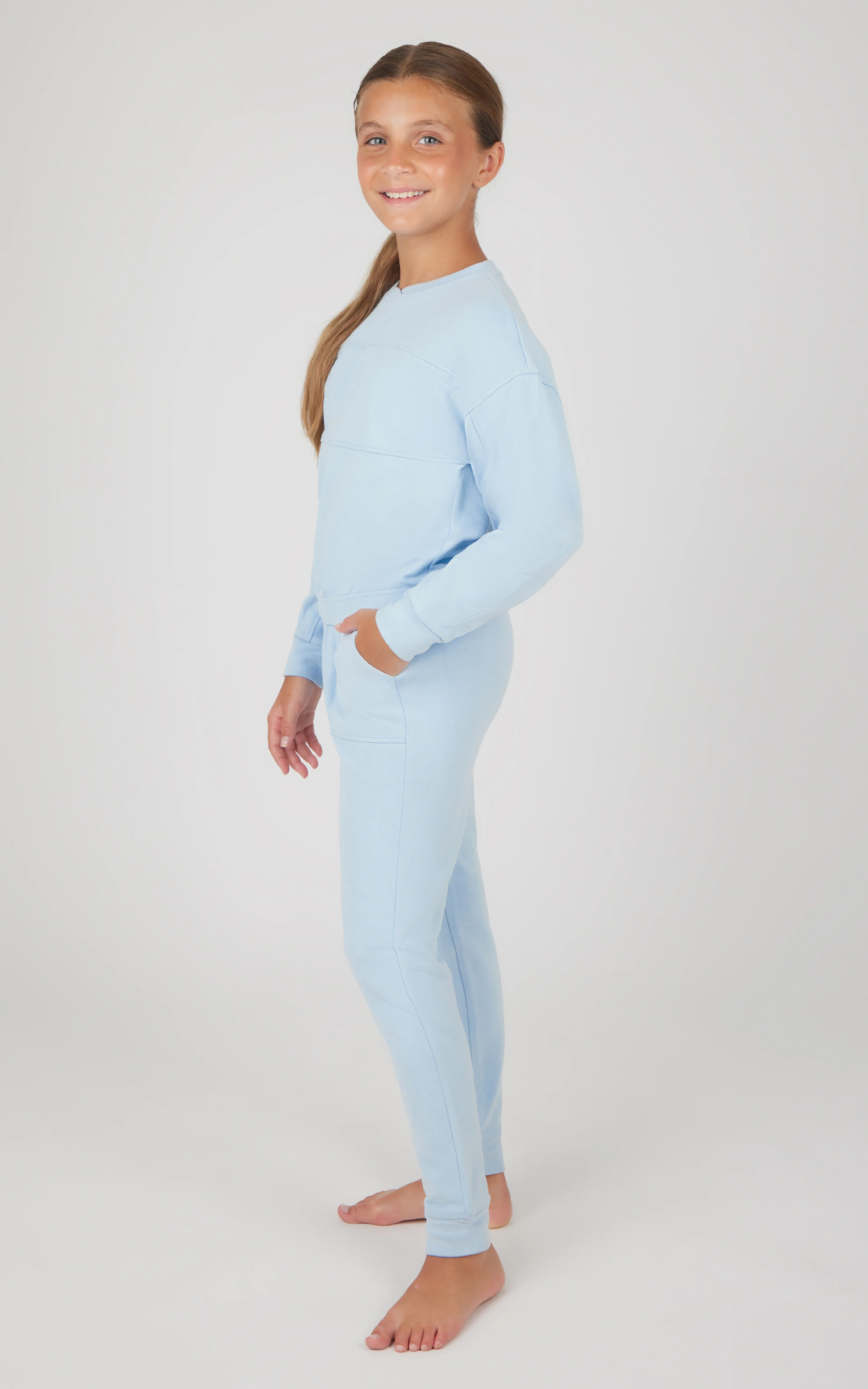 Girls 2 PC Melange Long Sleeve Top and Jogger Set - Image 11
