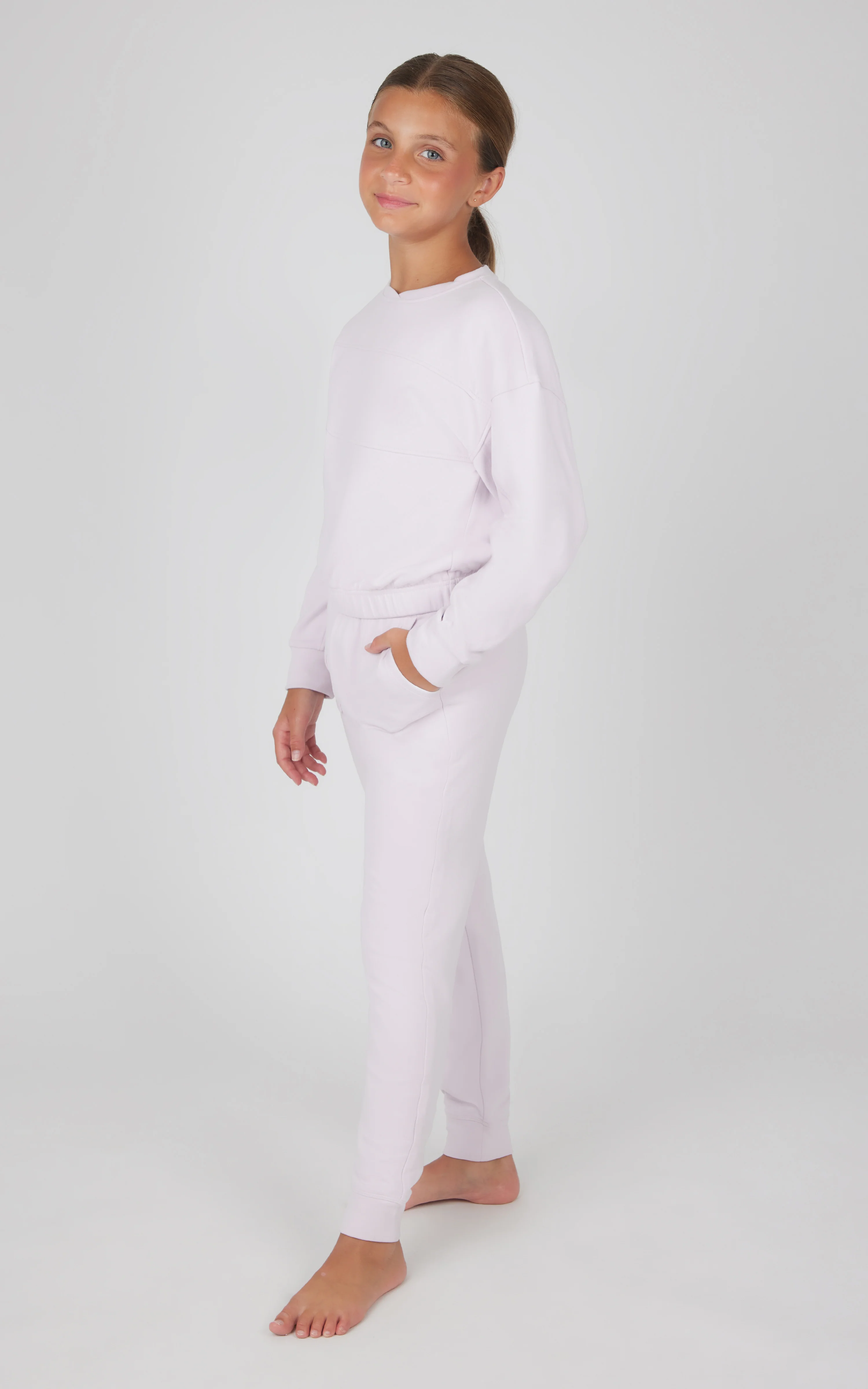 Girls 2 PC Melange Long Sleeve Top and Jogger Set - Image 3