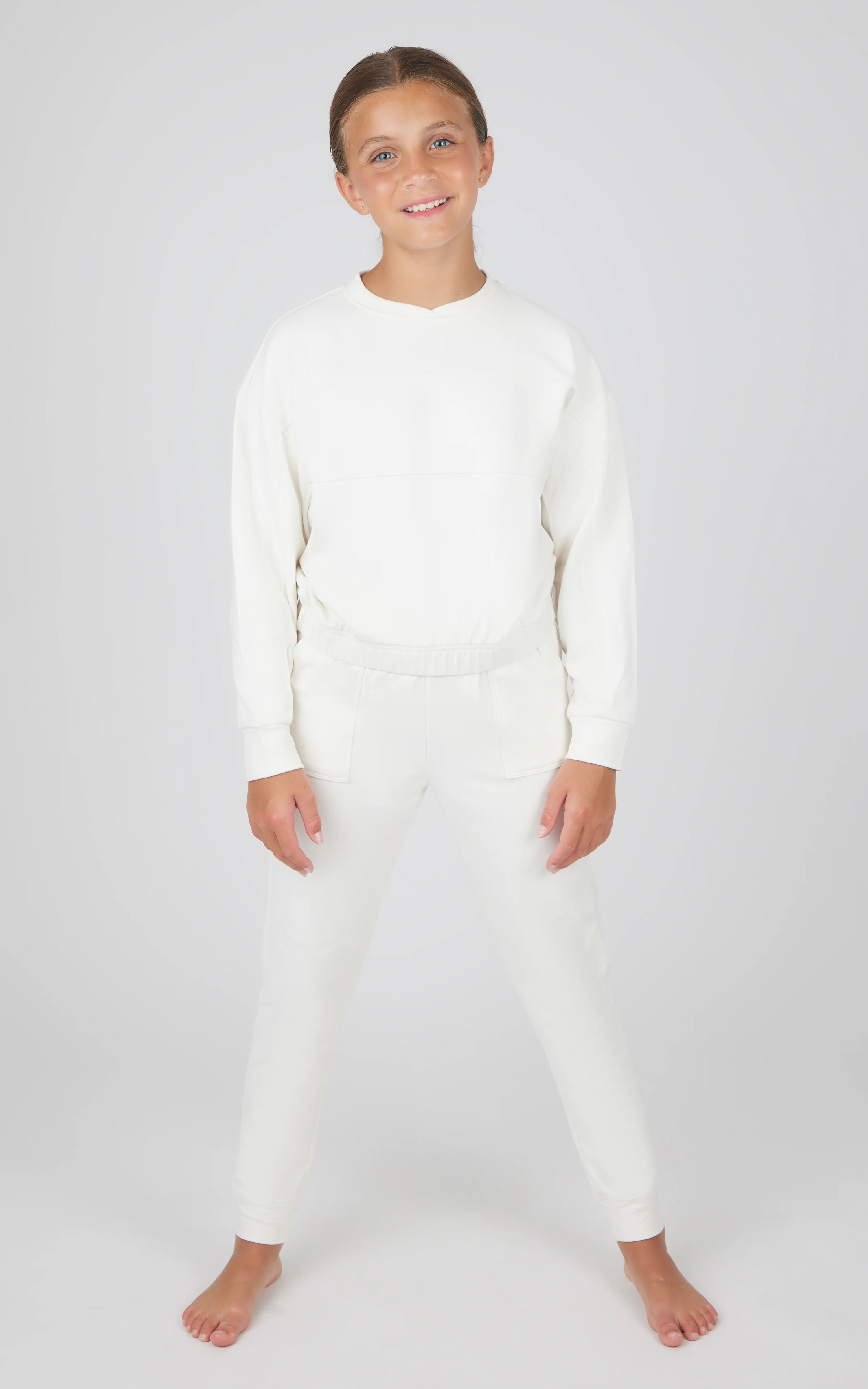 Girls 2 PC Melange Long Sleeve Top and Jogger Set - Image 4