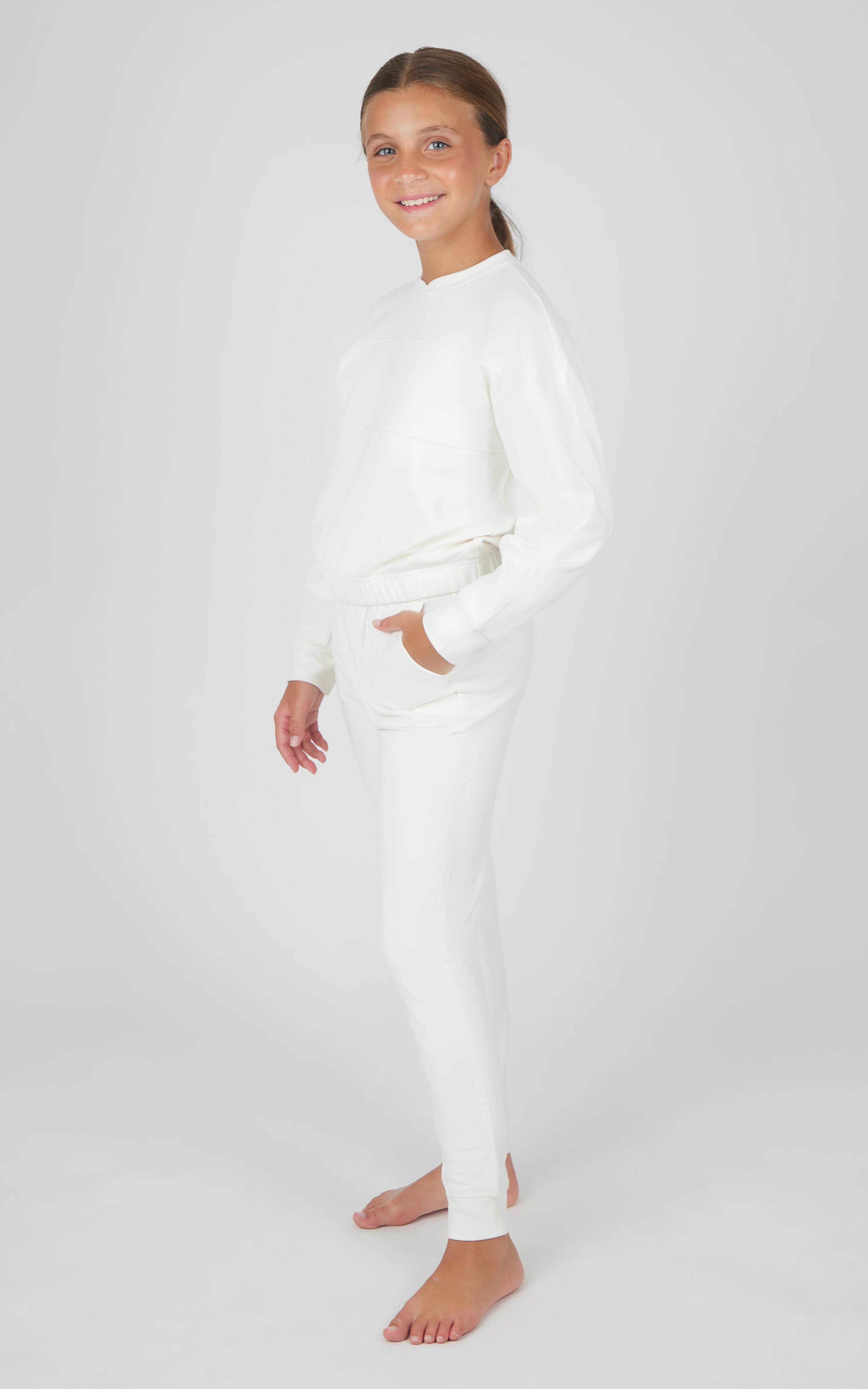 Girls 2 PC Melange Long Sleeve Top and Jogger Set - Image 6
