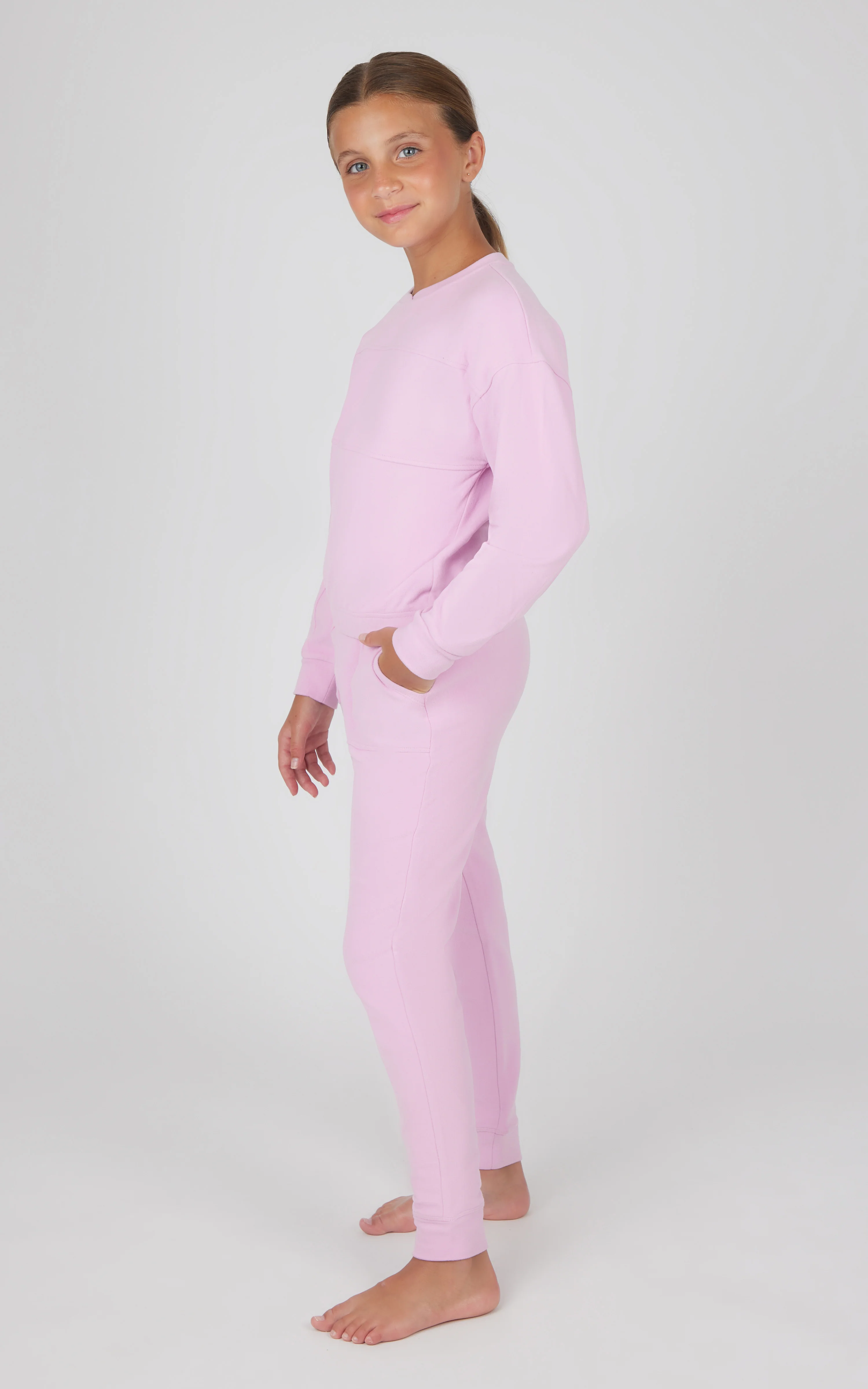 Girls 2 PC Melange Long Sleeve Top and Jogger Set - Image 8