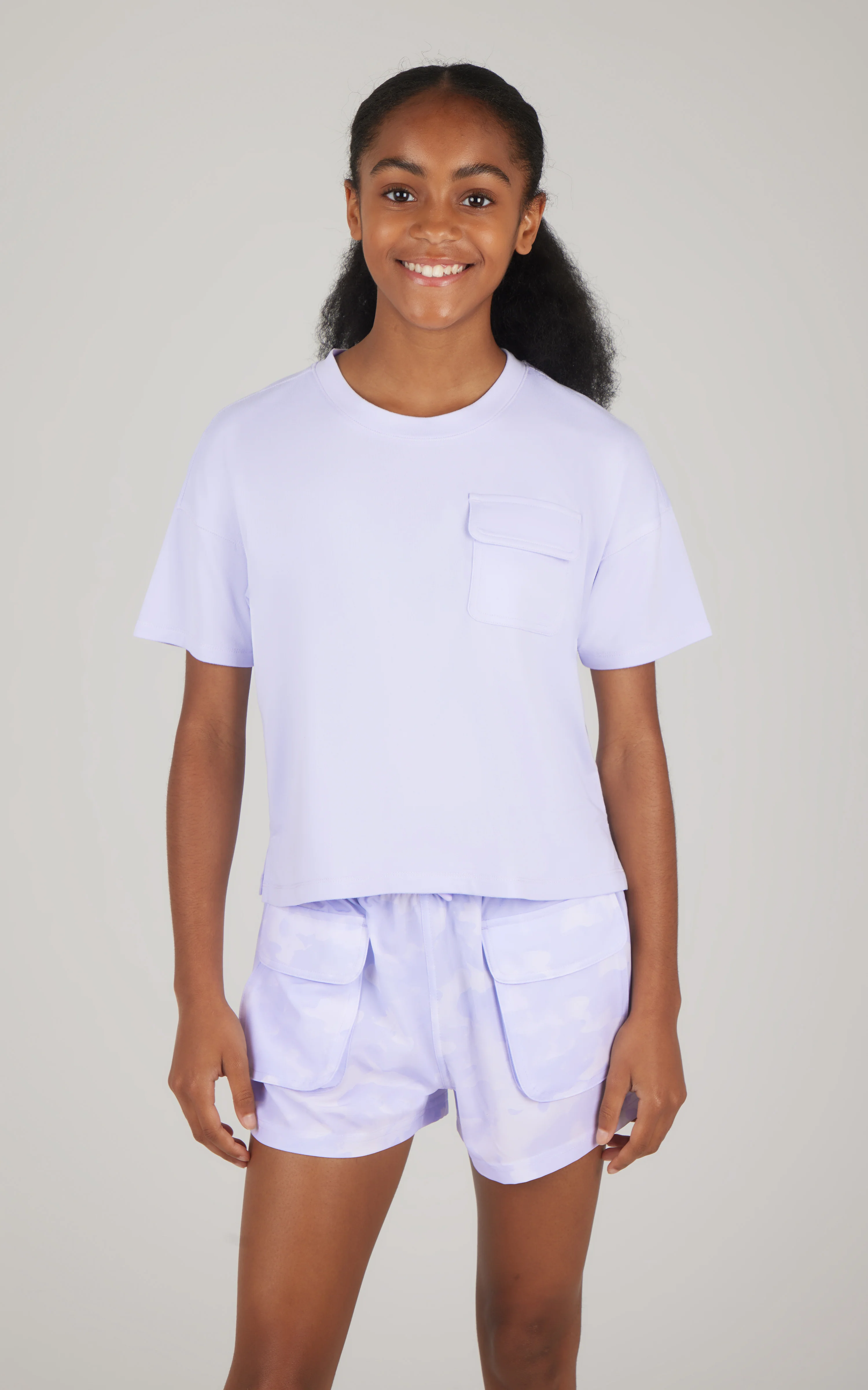 Girls 2 PC Boxy Tee and Woven Cargo Short - Image 4