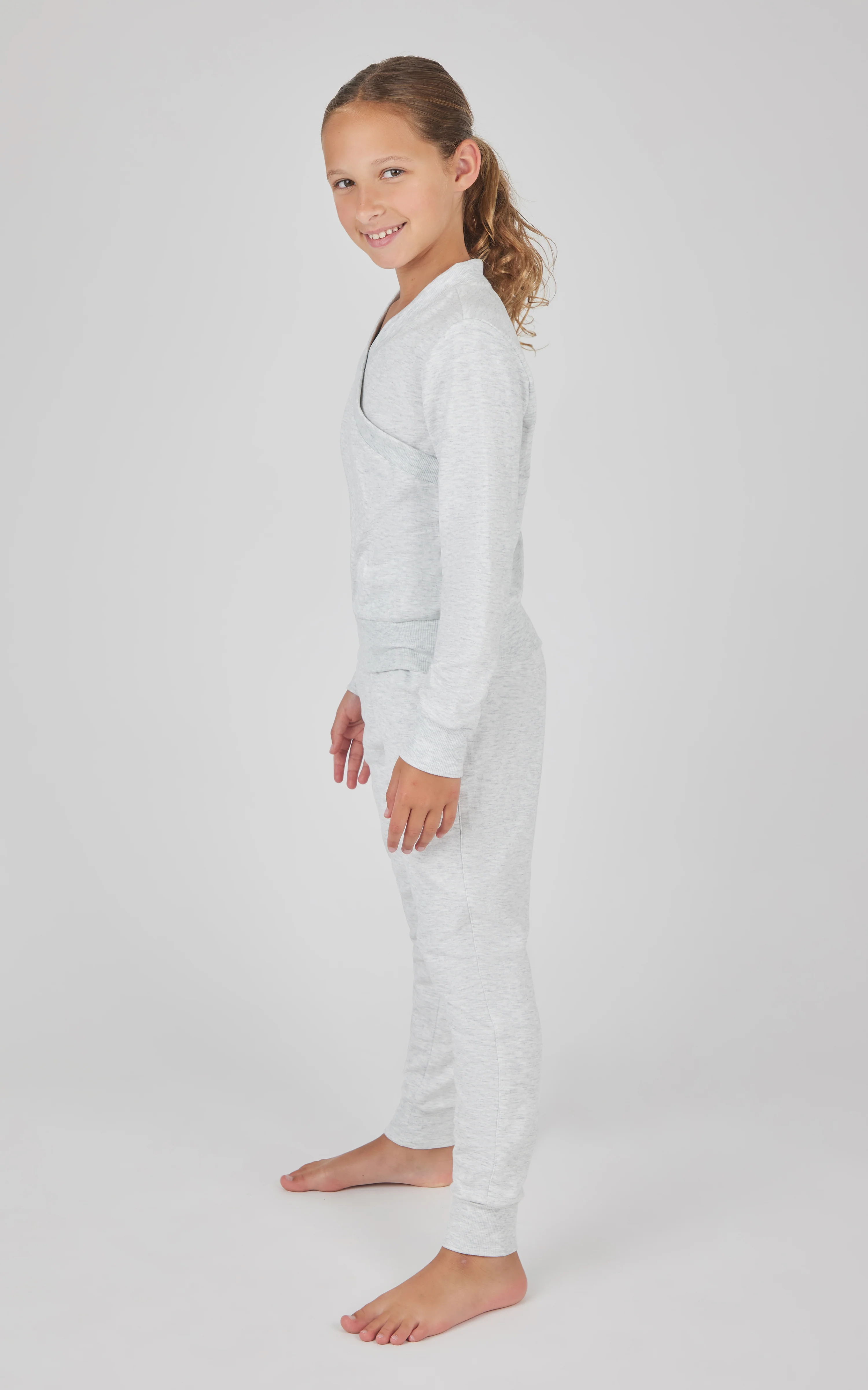 Girls 2 PC Terry Crossover Long Sleeve Top + Brushed Jogger Set - Image 10