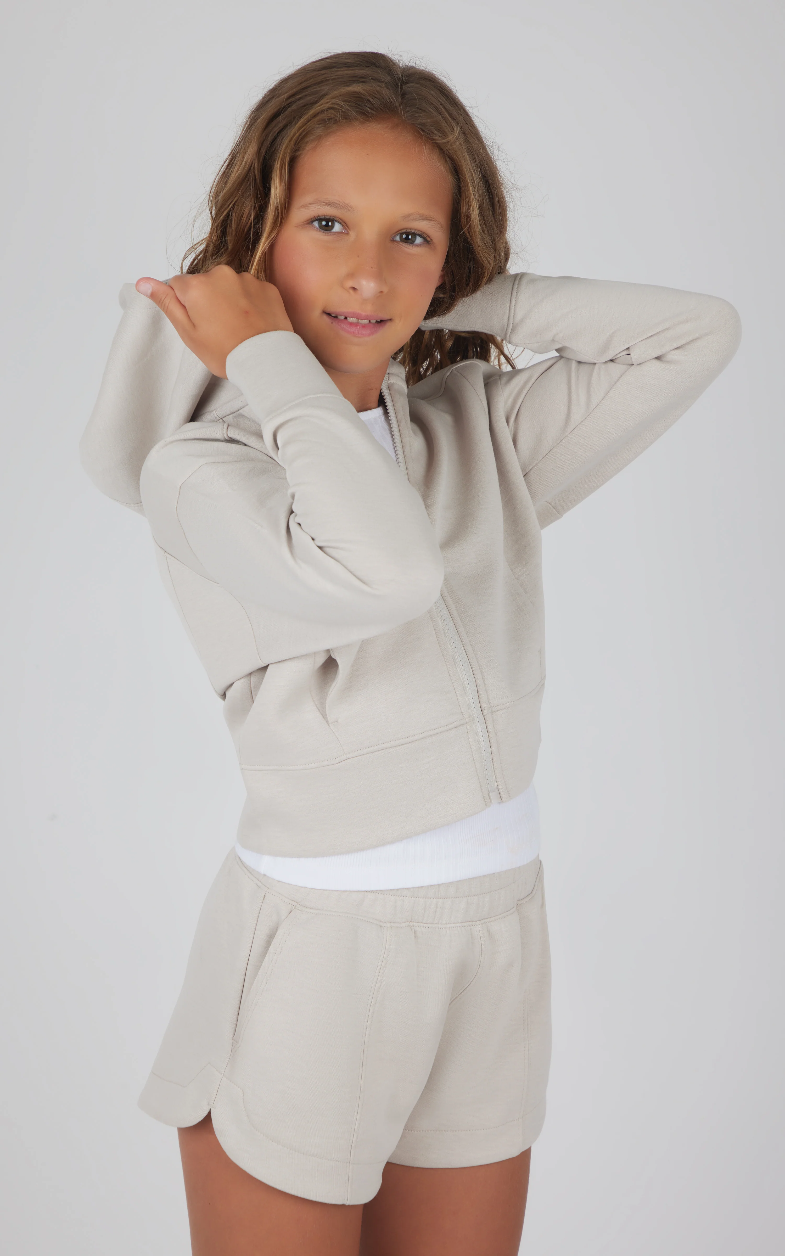 Girls 3 PC Zip Jacket + Muscle Tank + Short Set - Image 12