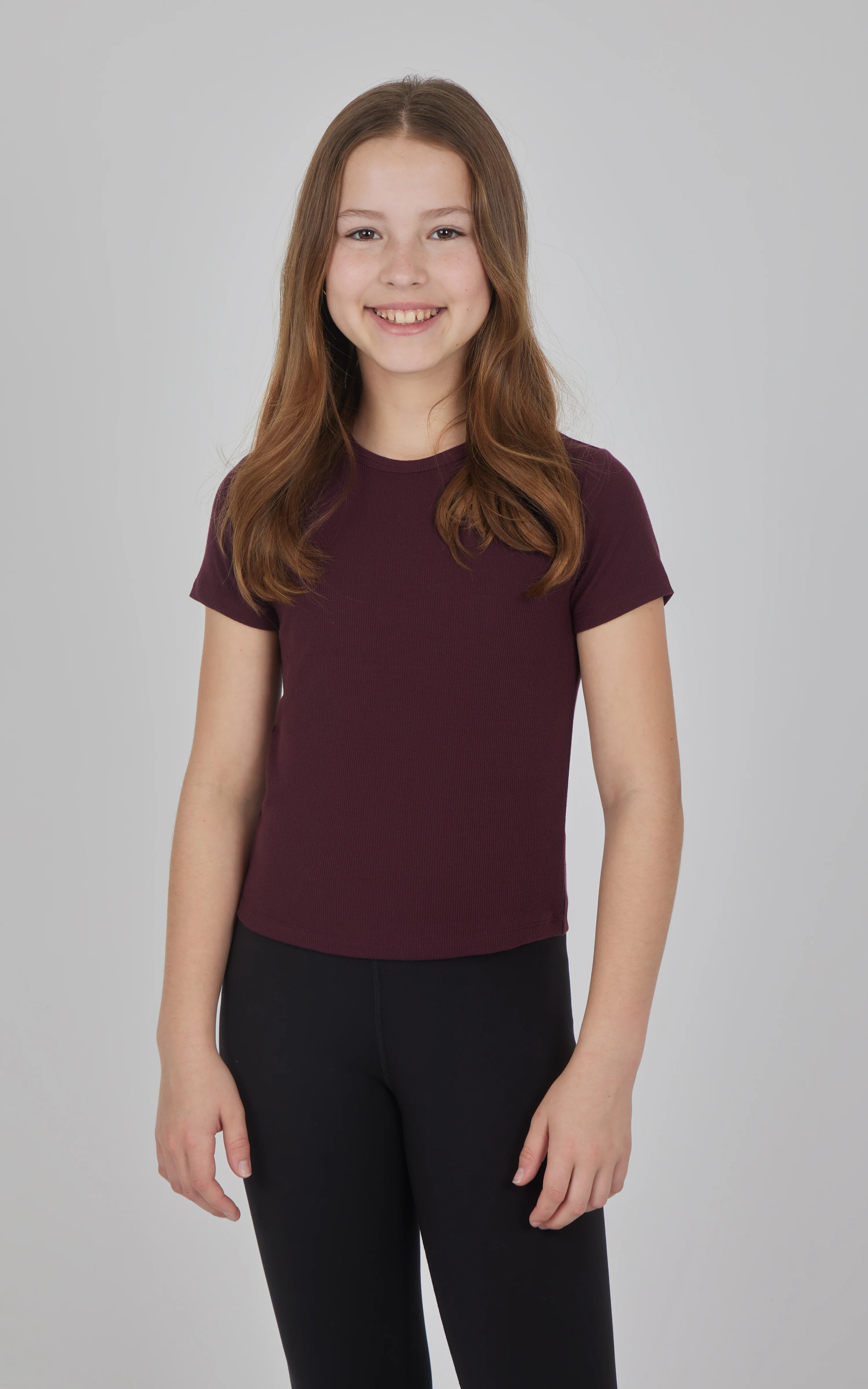 Girls 3 PK Ribbed Crew Neck Short Sleeve Shirt + Ribbed Crew Neck Long Sleeve Shirt - Image 2