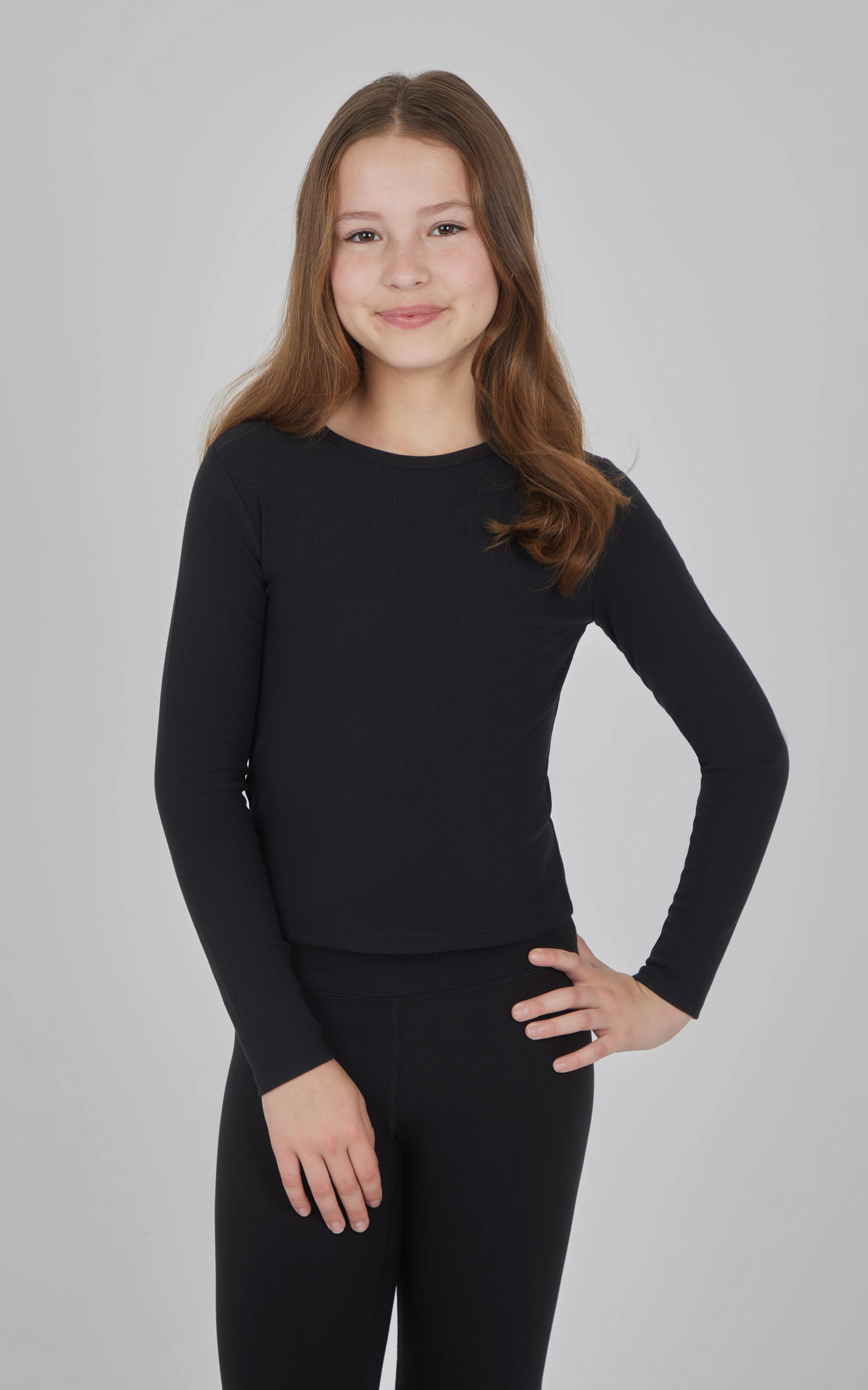 Girls 3 PK Ribbed Crew Neck Short Sleeve Shirt + Ribbed Crew Neck Long Sleeve Shirt - Image 6