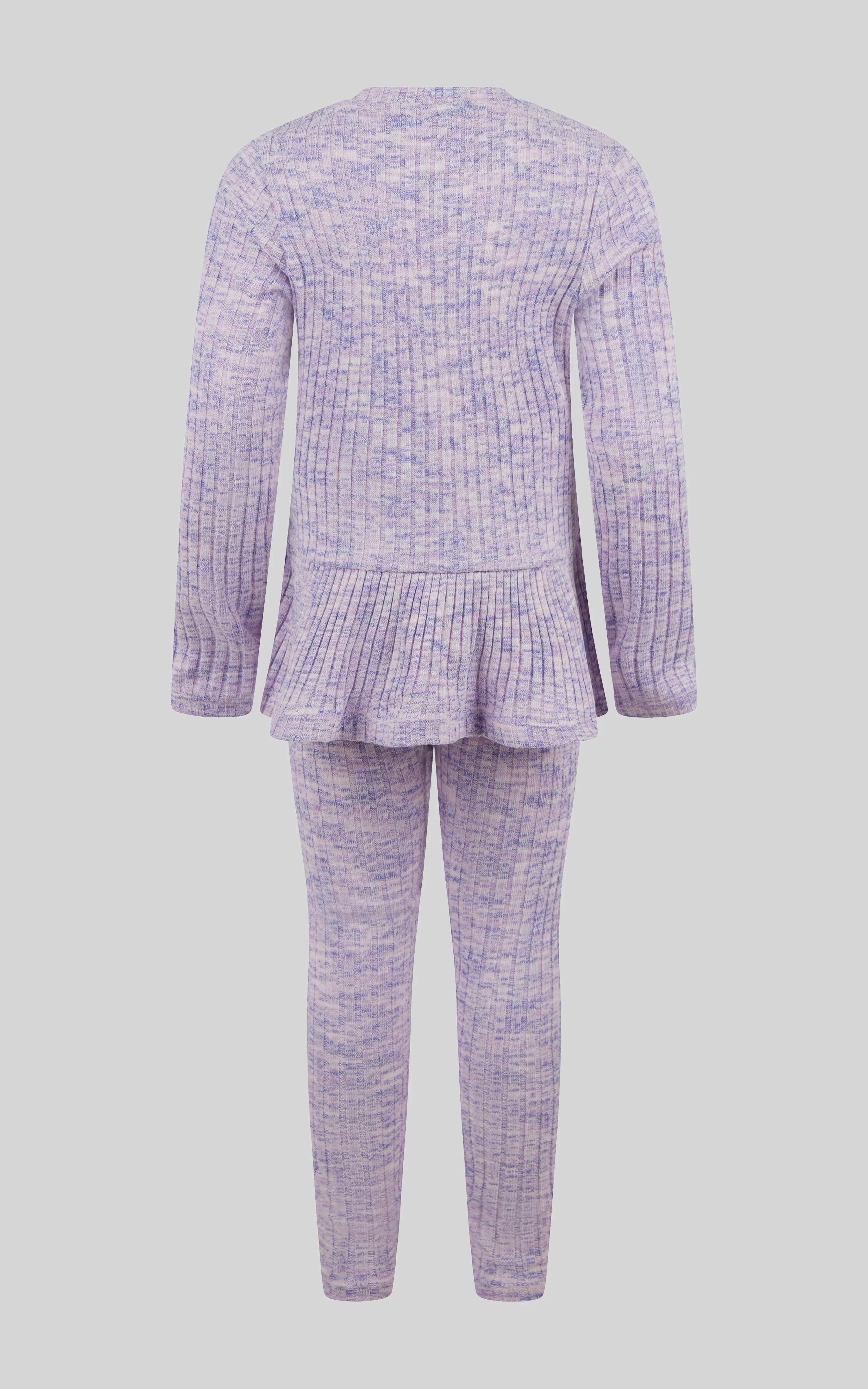 Little Girls 2 PC Ribbed Space Dye Peplum Pullover + Legging Set - Image 4