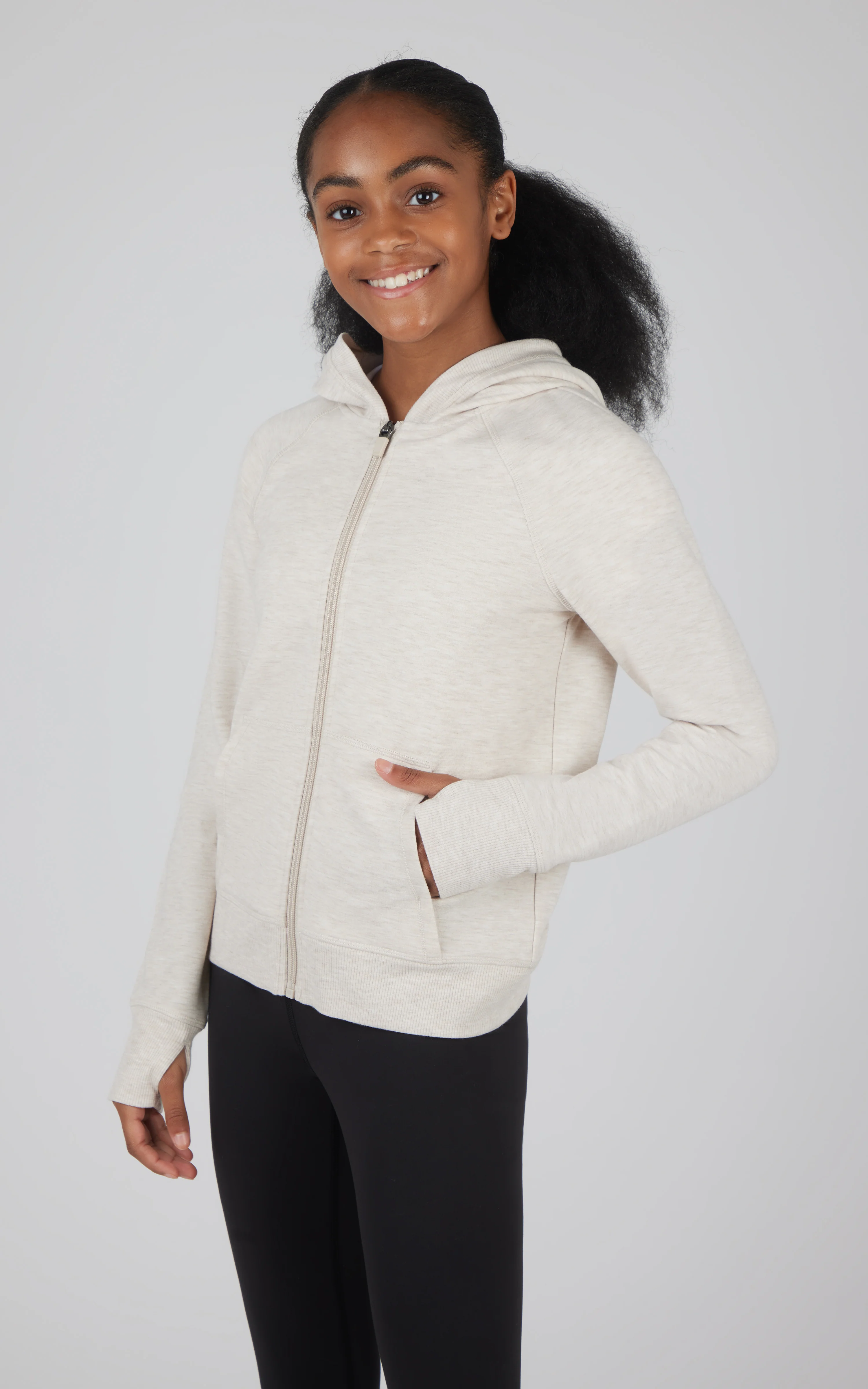 Girls Brushed Full Zip Hooded Jacket - Image 5