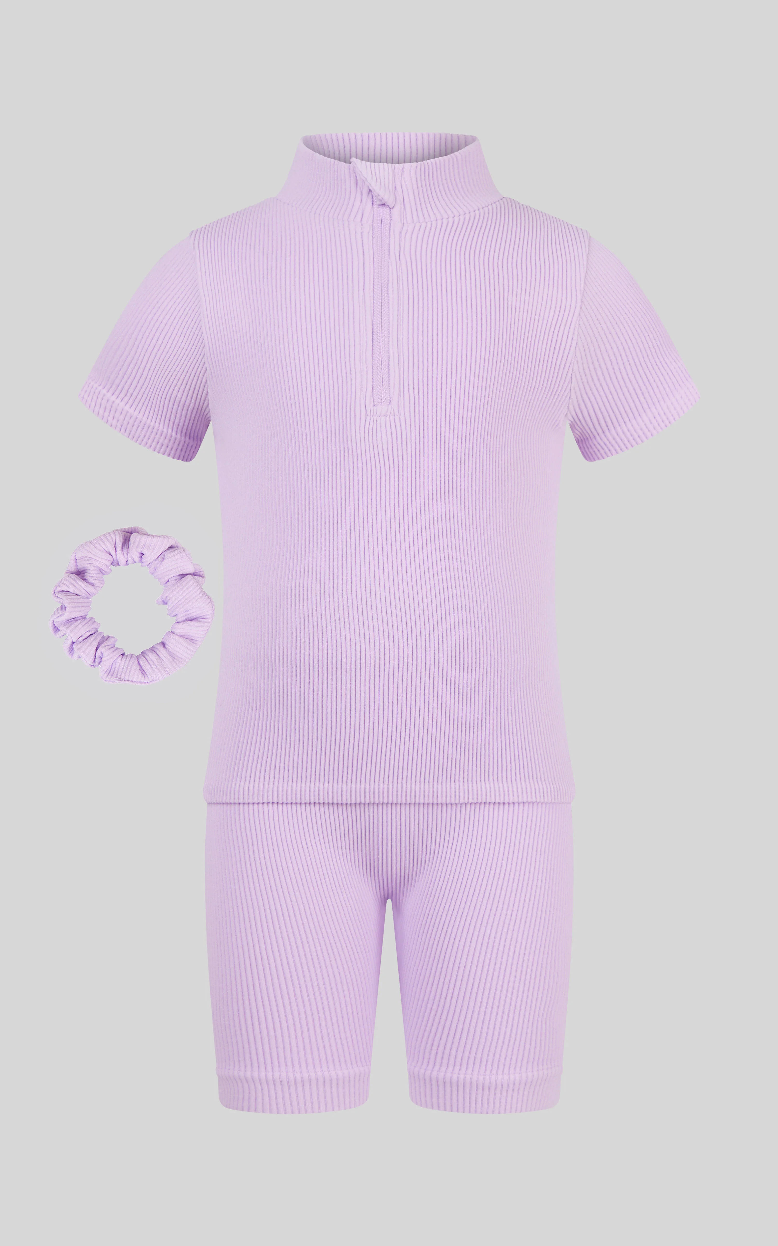 4-6X Rib Seamless Top & Short & Scrunchie Set - Image 3