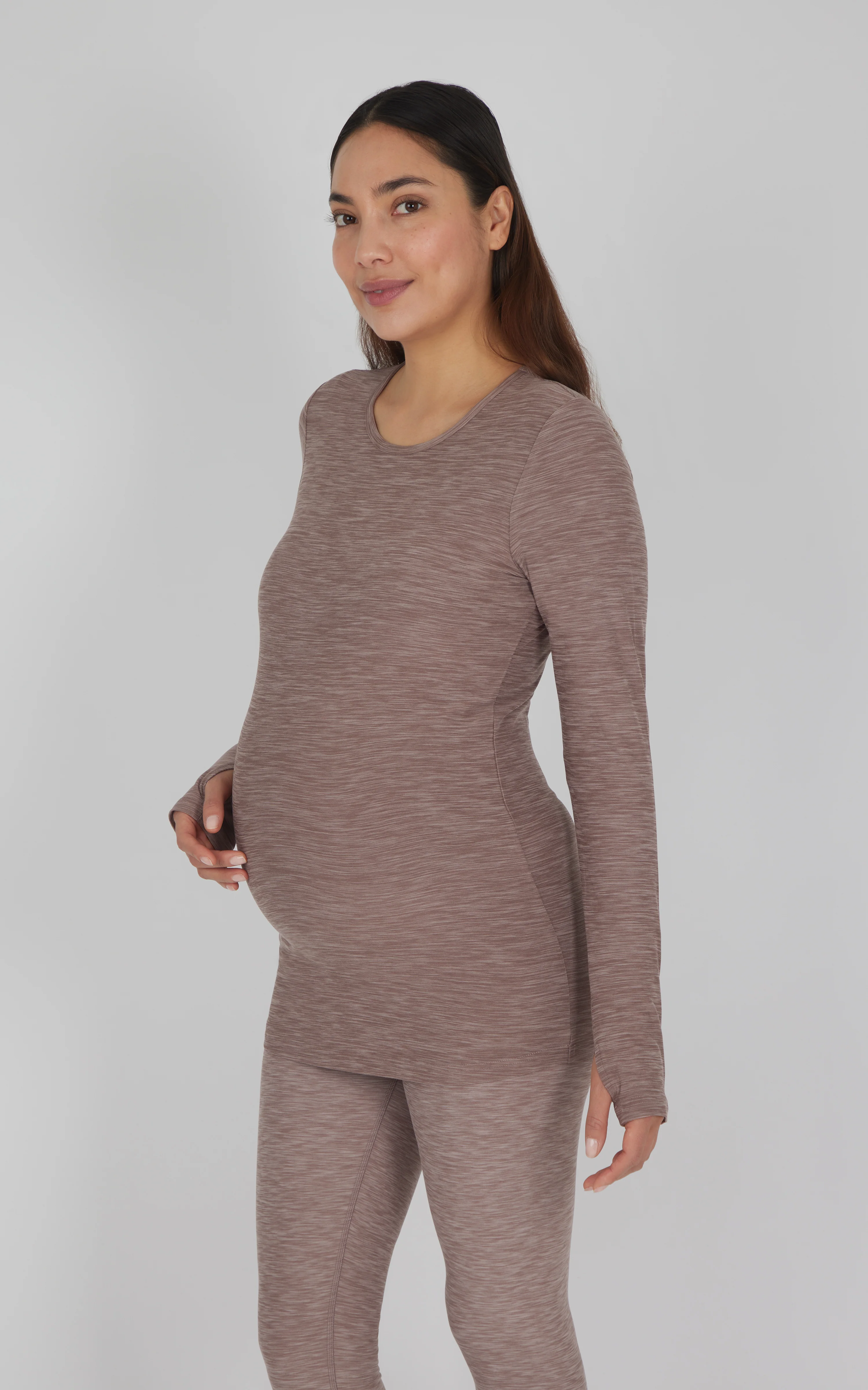 Maternity Heathered Long Sleeve Top - Image 6