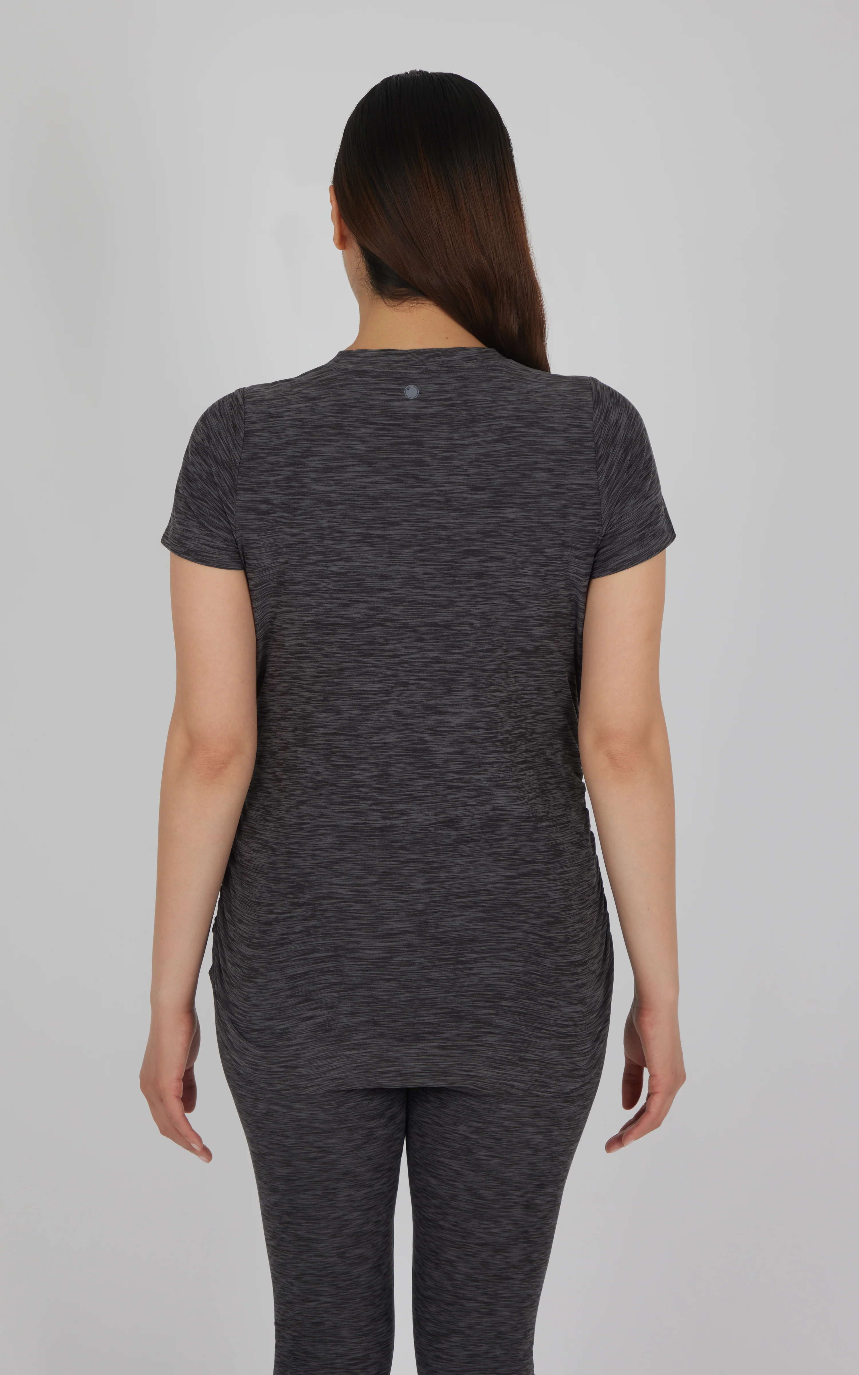 Maternity Heathered Short Sleeve Crew Neck Top - Image 10