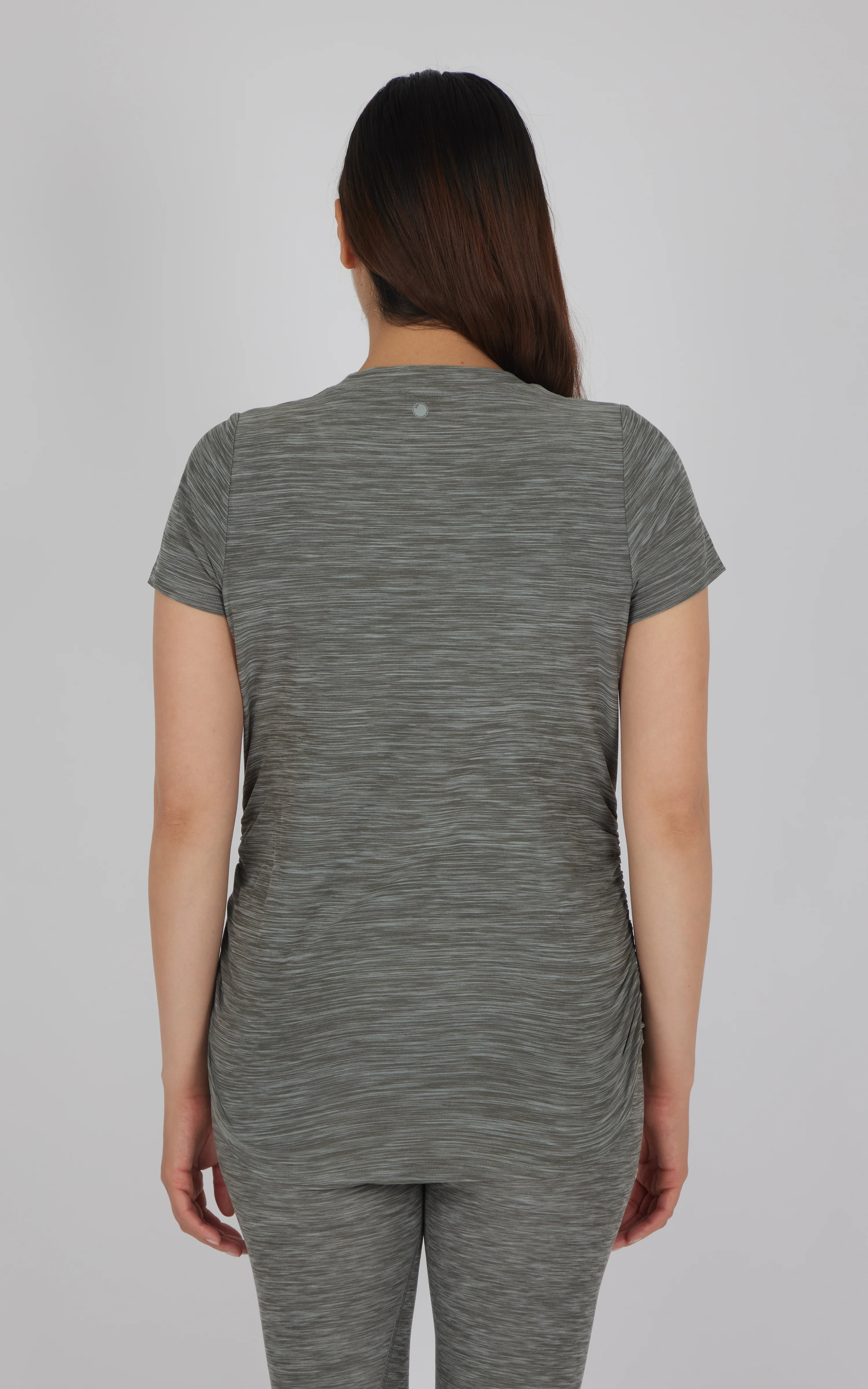 Maternity Heathered Short Sleeve Crew Neck Top - Image 14