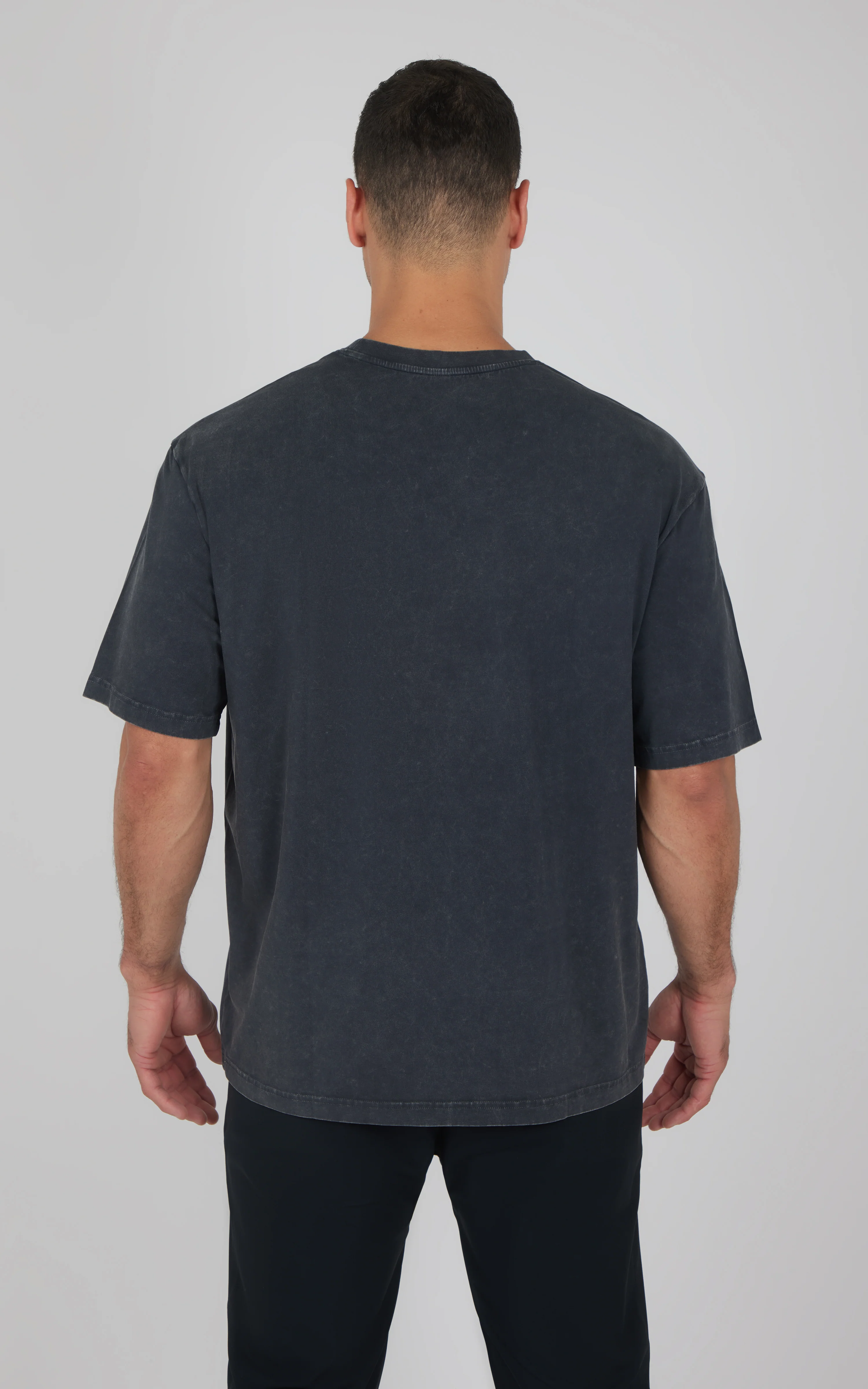 Men's Acid Wash Oversized Boxy Crew Neck Tee - Image 6
