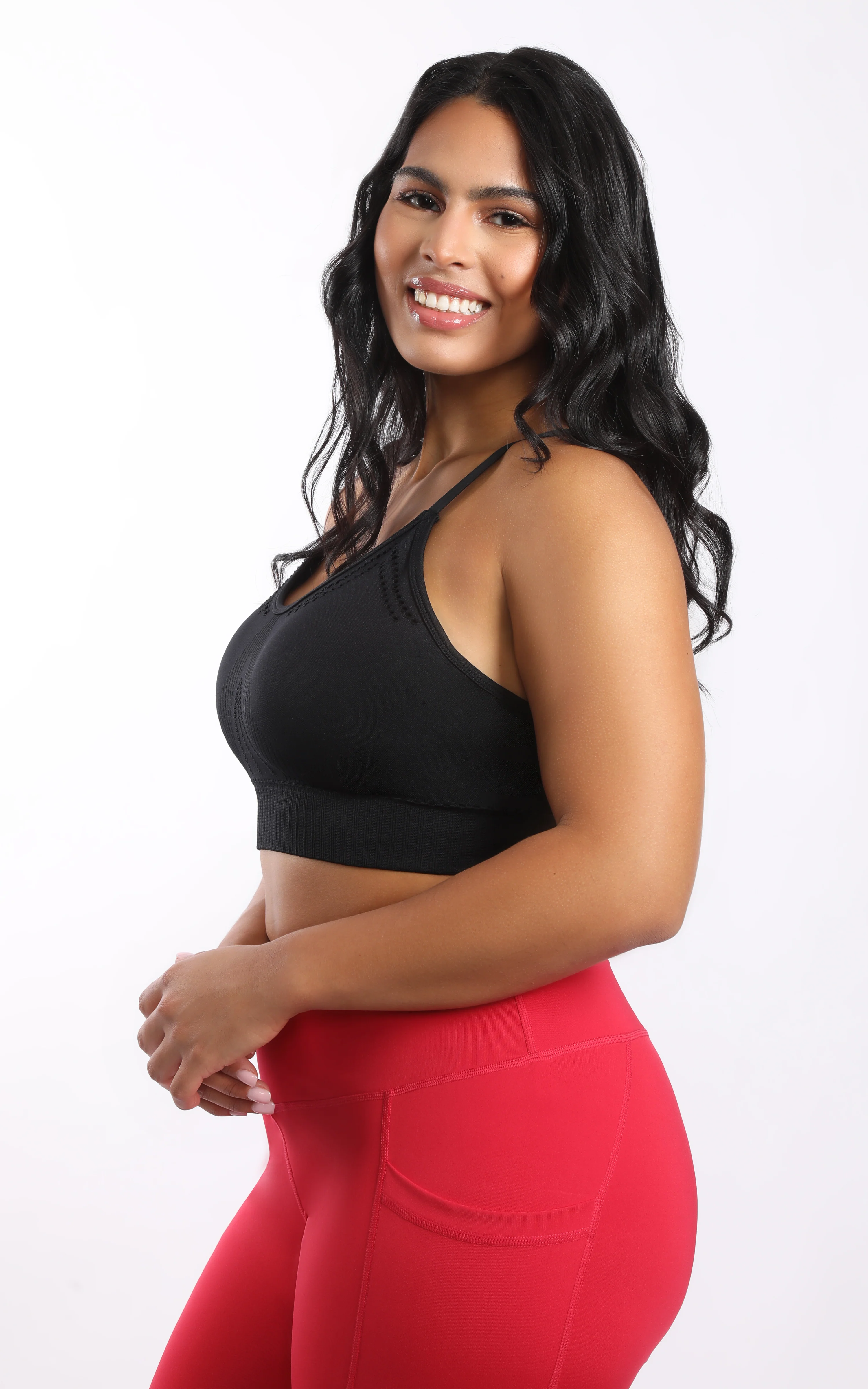Plus Seamless Racerback Sports Bra with Keyhole - Image 7