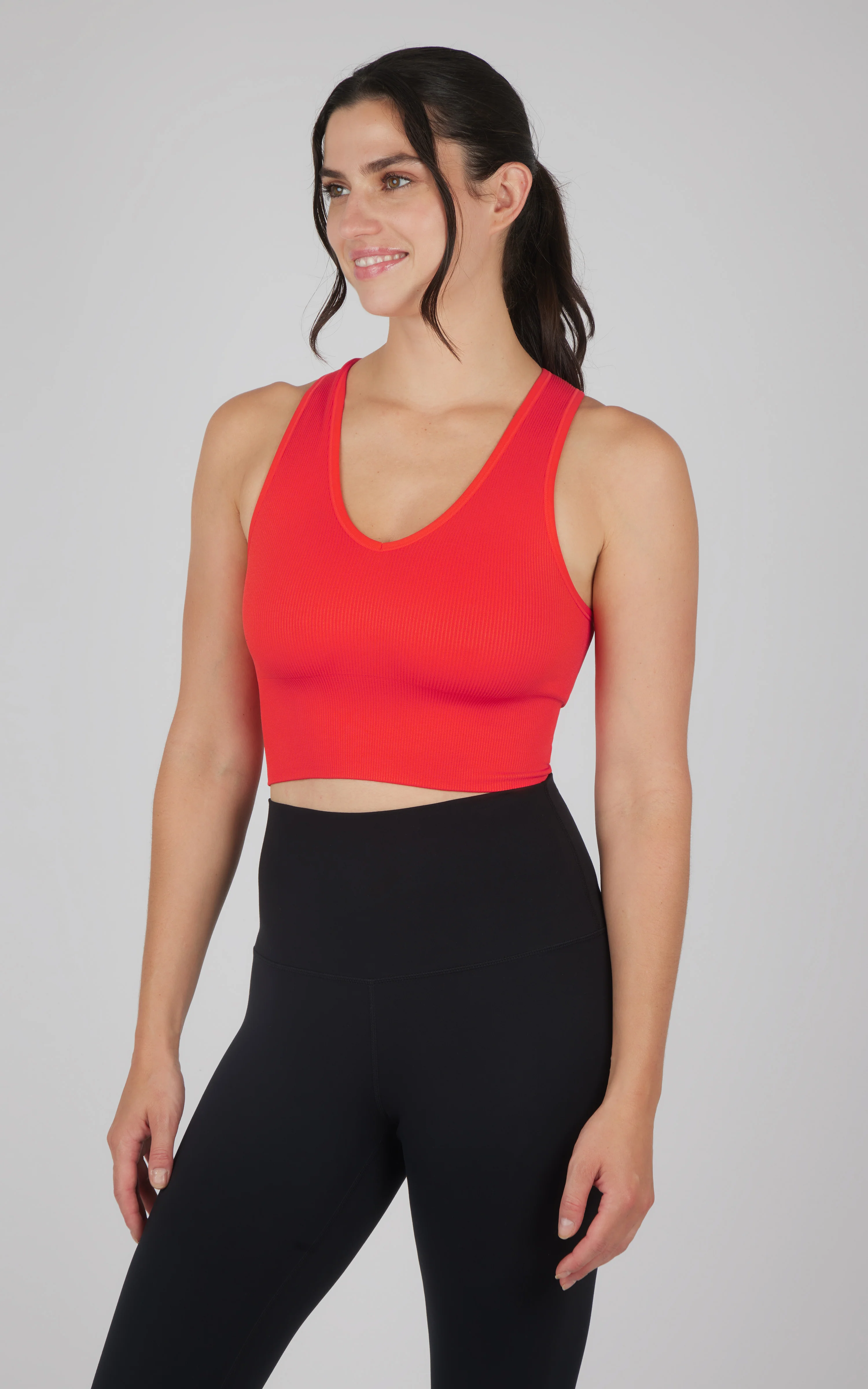 Seamless V-Neck Crop Ribbed Tank Top - Image 11