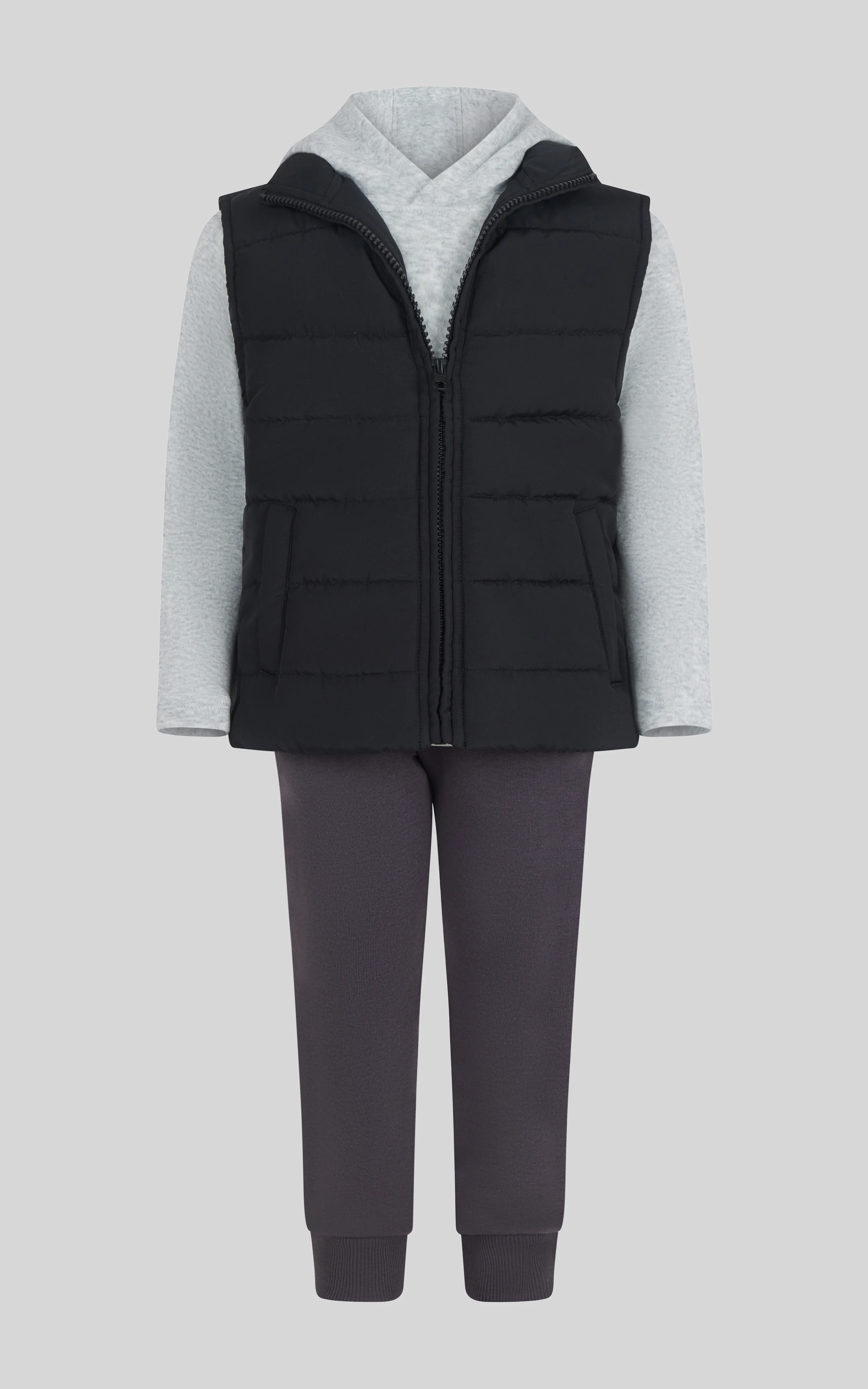 Toddler Boys 3 PC Puffer Vest & Hoodie & Jogger Set - Image 6