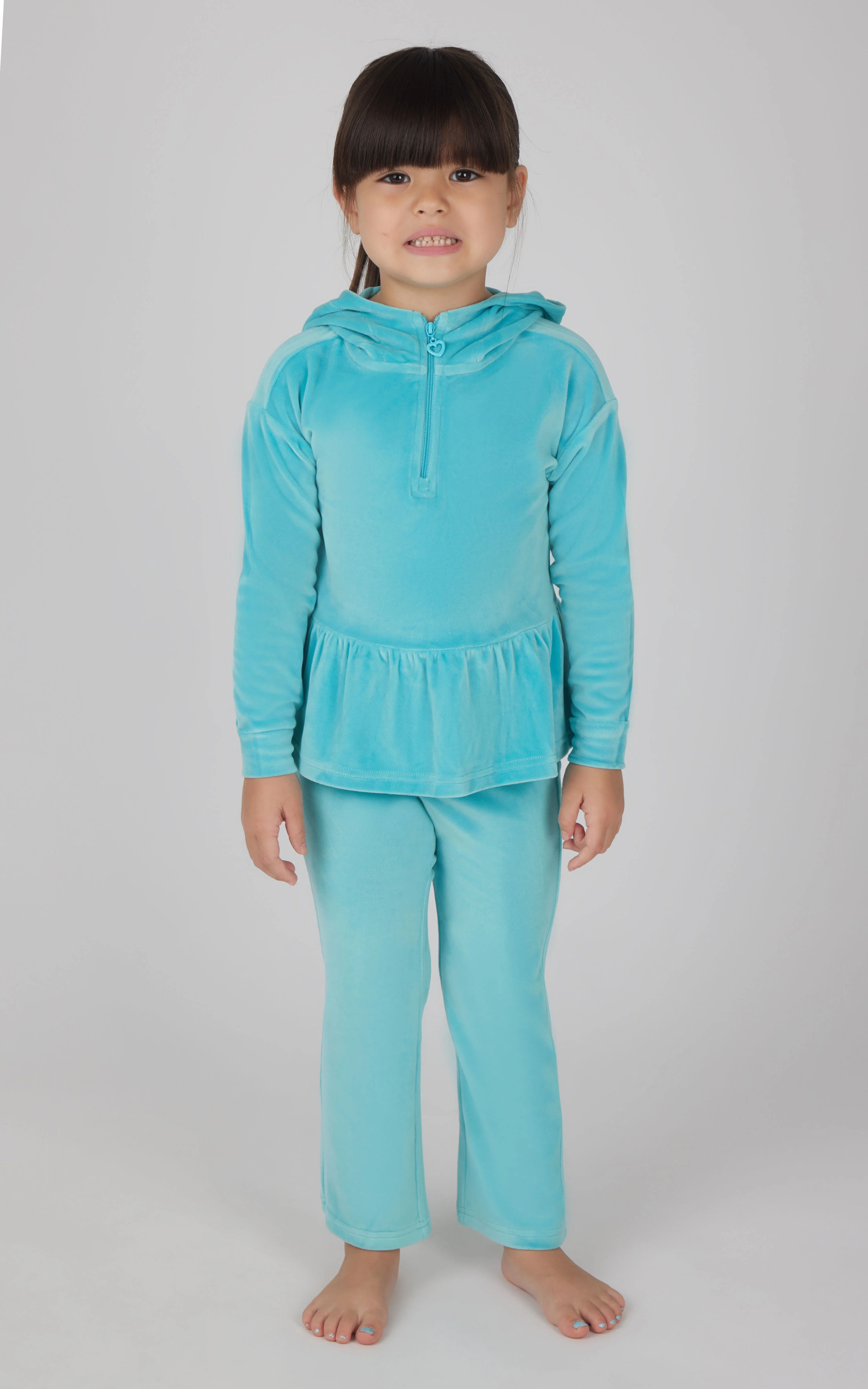 Toddler Girls Velour Hoodie Jacket & Flare Pant & Scrunchie Set - Image 4
