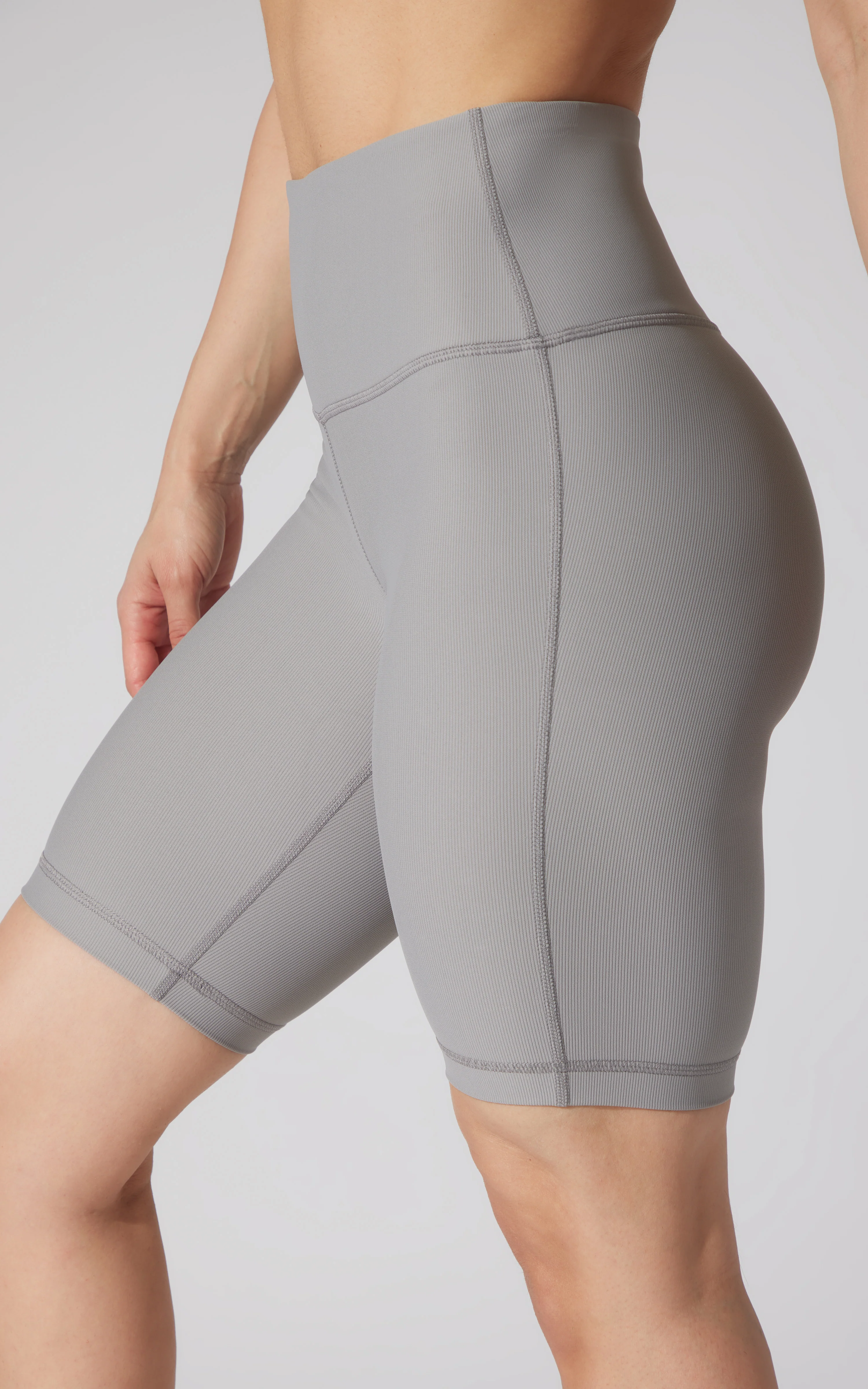 High Waist Ribbed 9" Biker Shorts - Image 4