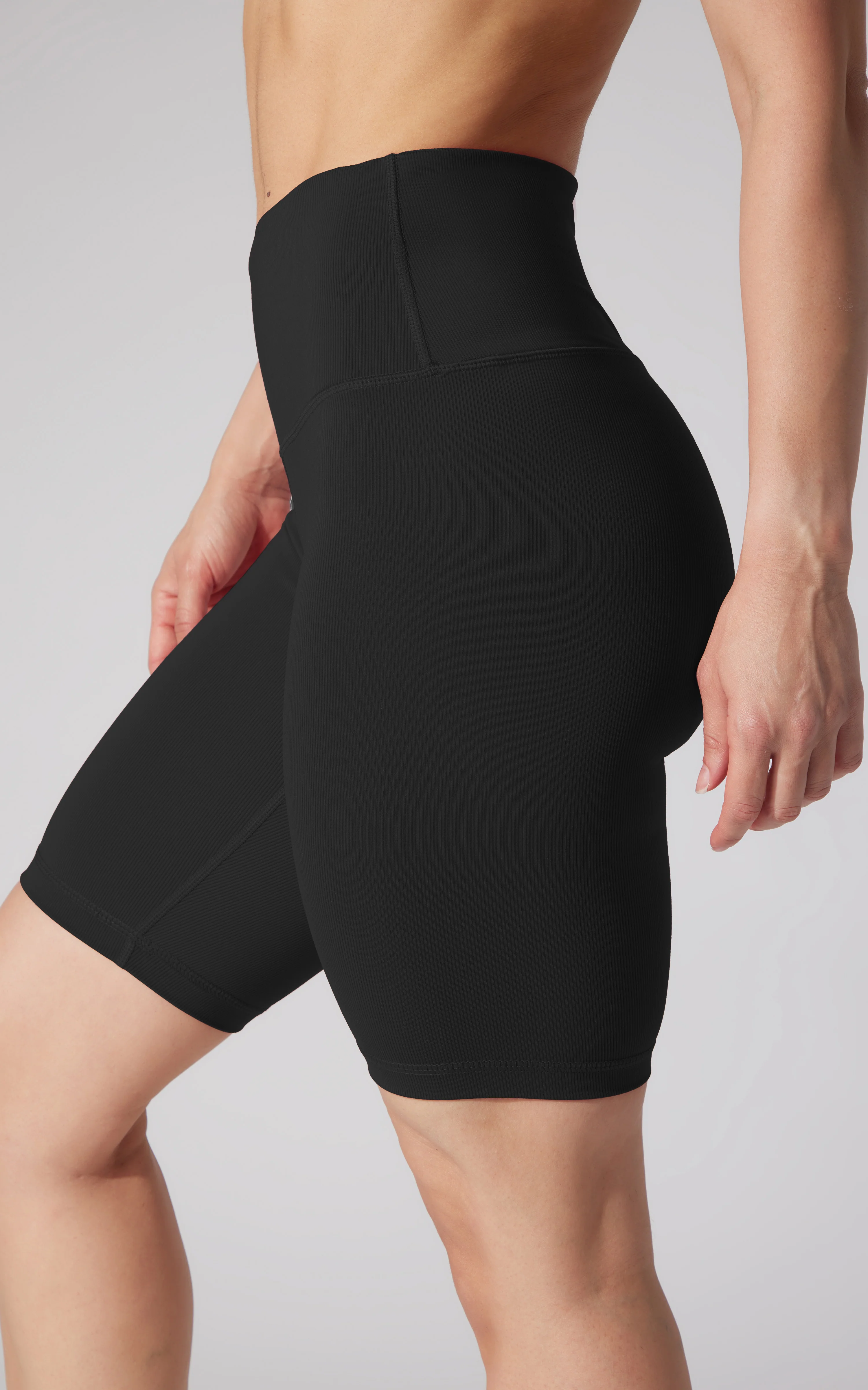 High Waist Ribbed 9" Biker Shorts - Image 7